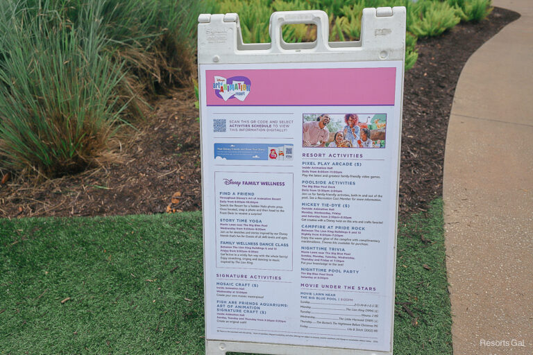 Disney Resort Hotel Activity Calendars