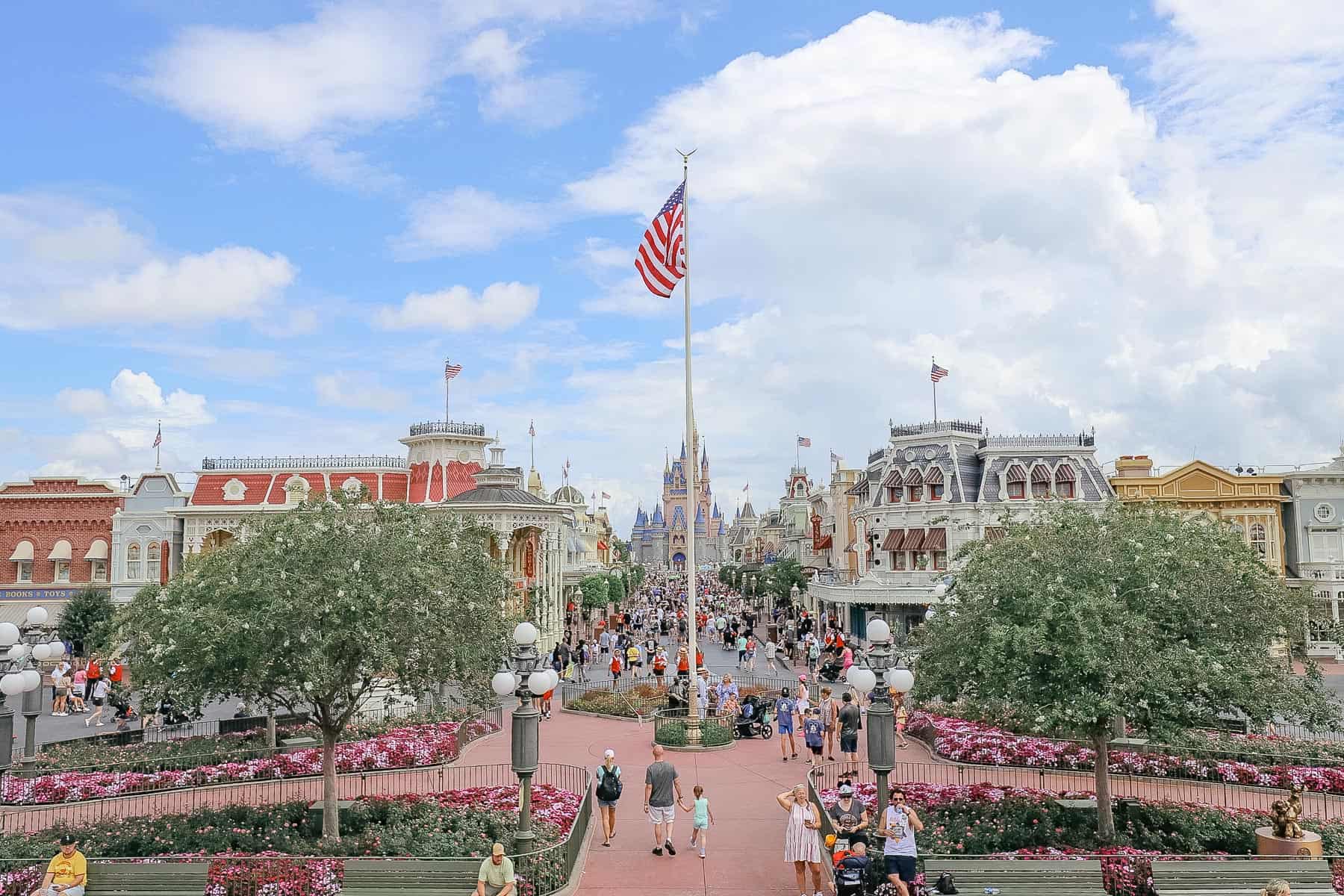 A view of Cinderella's Castle from the Main Street Train Station. 