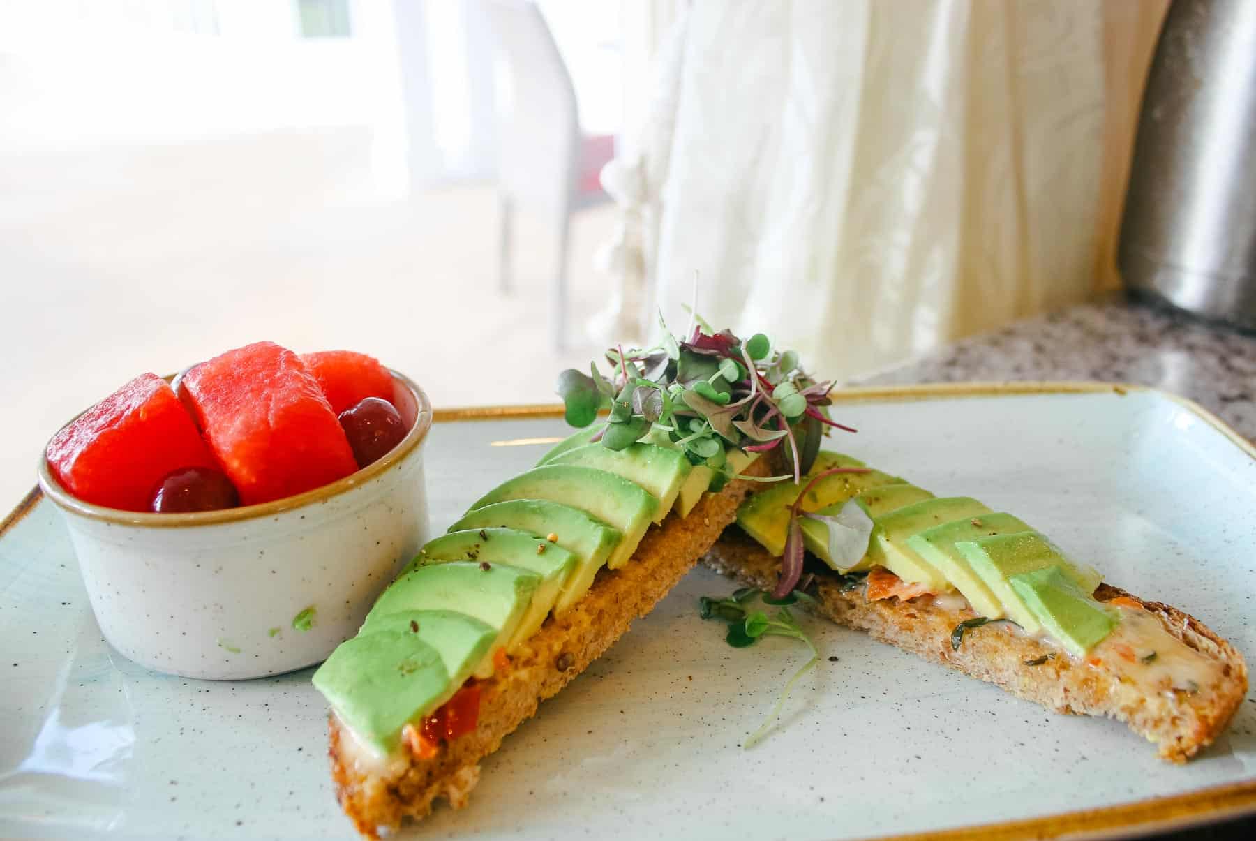 avocado toast with a side of fruit 