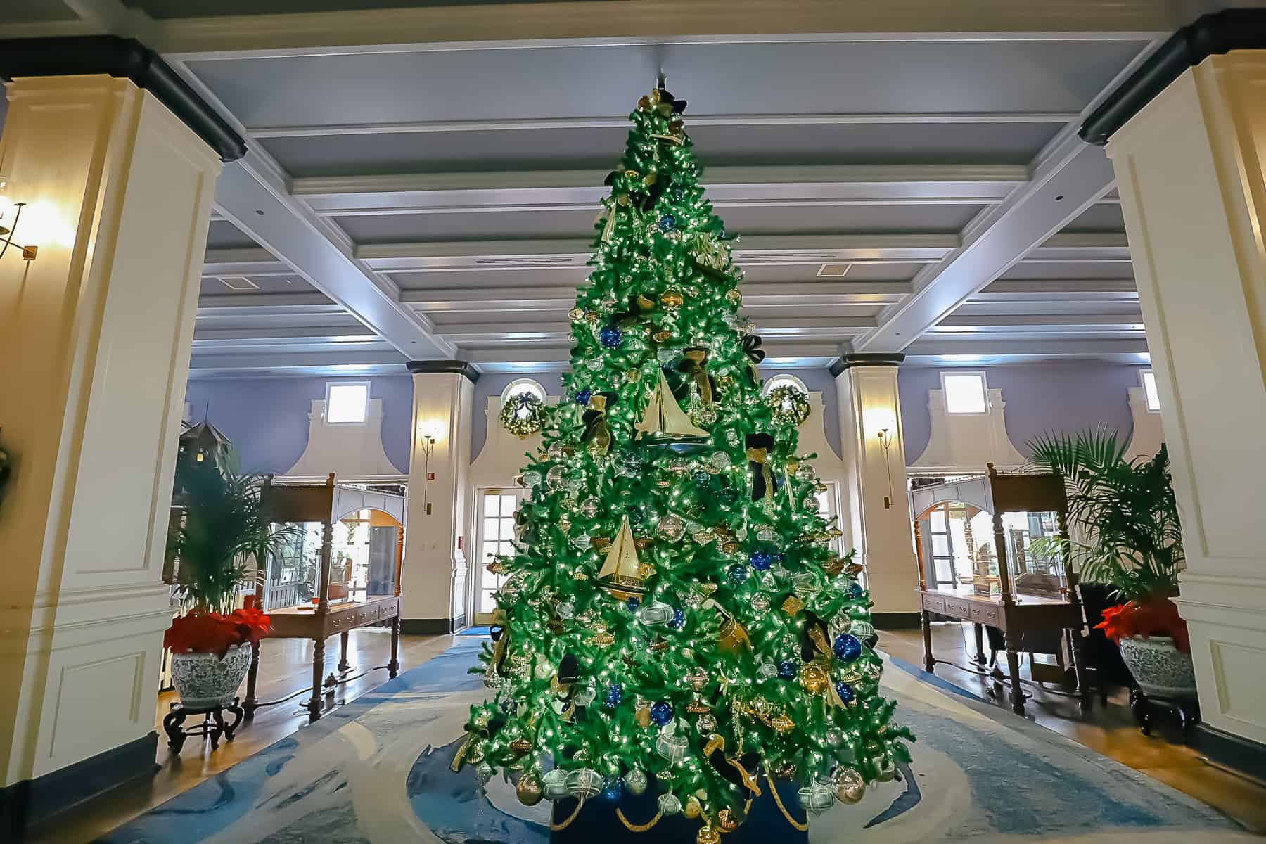 the Christmas tree with ships at Disney's Yacht Club 