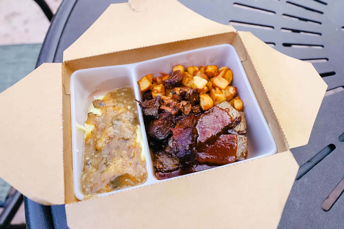 a brisket and mashed potatoes dish from Roaring Fork 