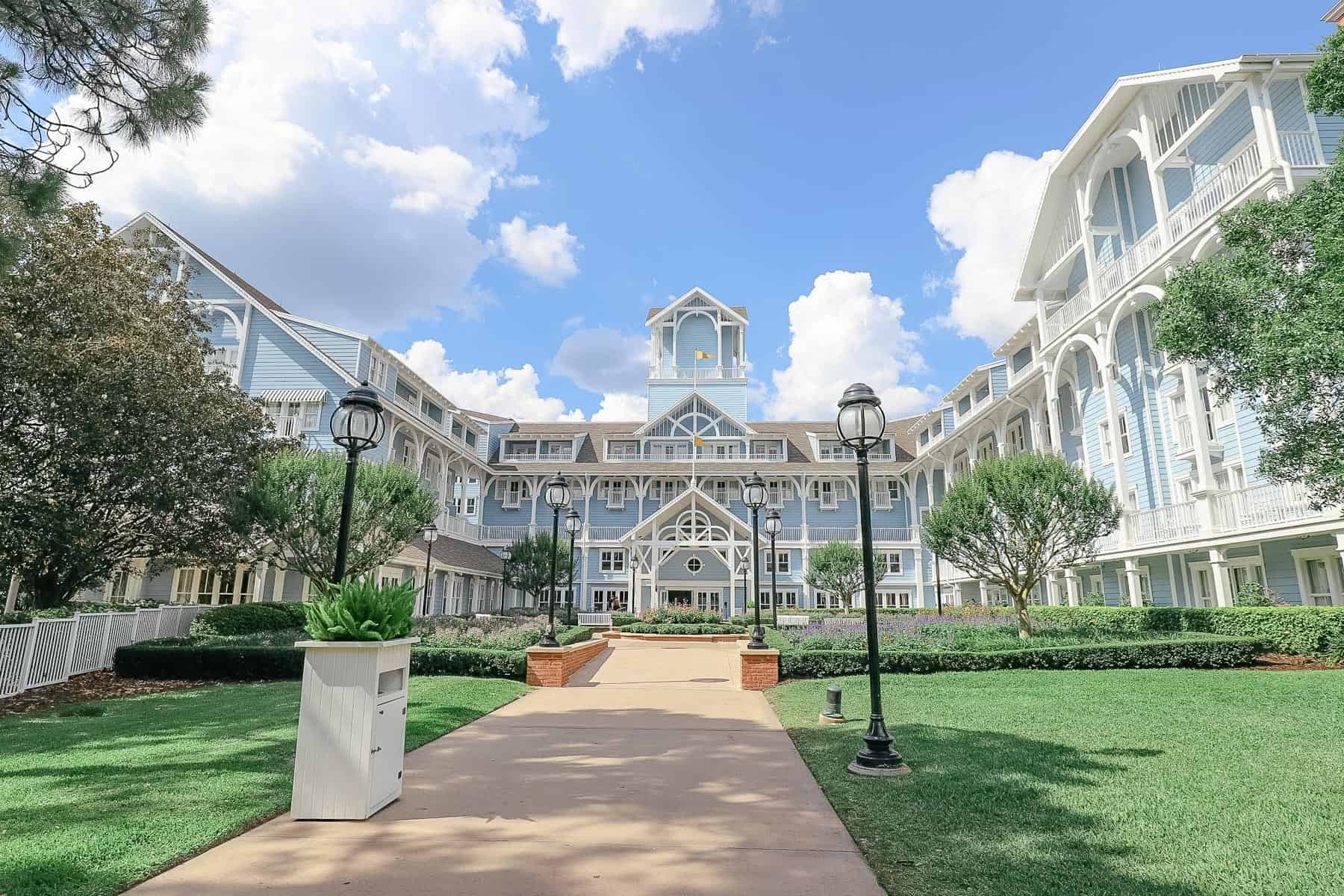 disney resort reviews beach entrance to the lobby of Disney's Beach Club