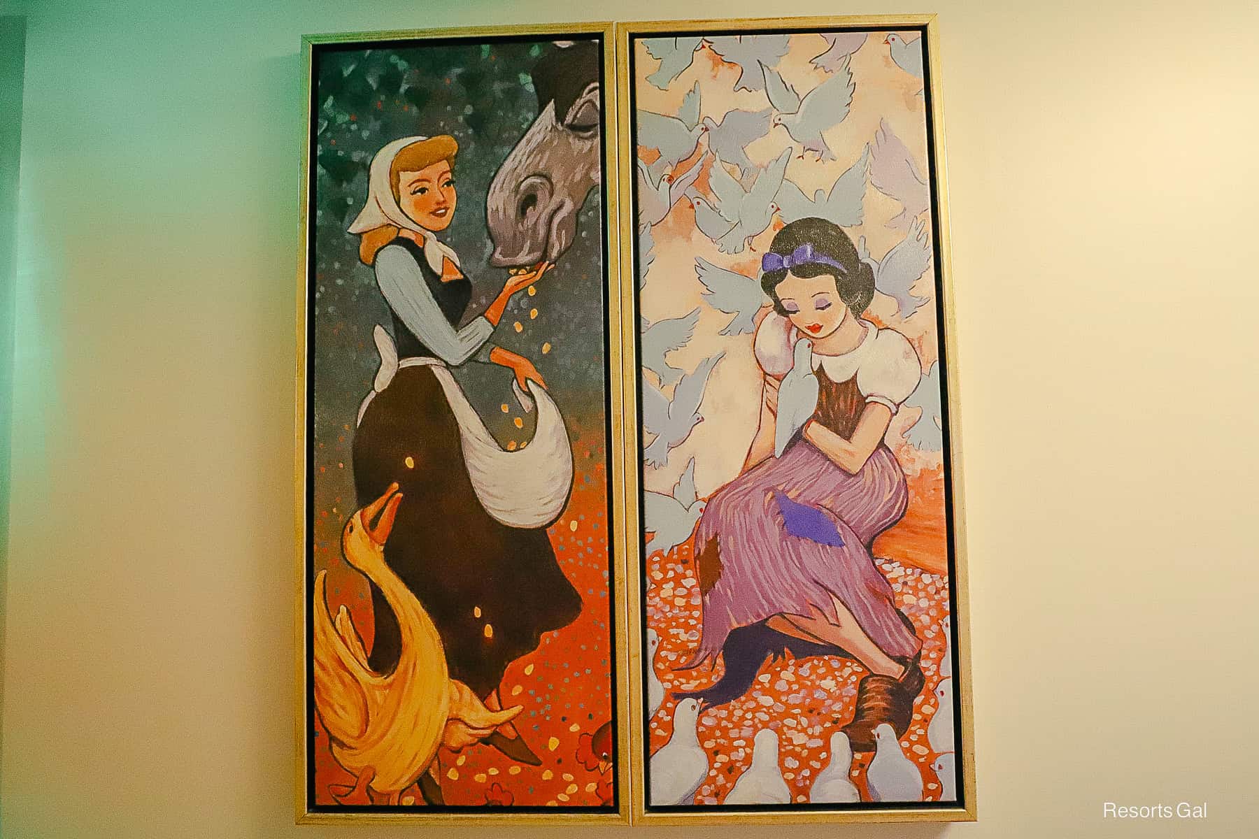 artwork at Disney's Riviera Resort featuring Cinderella and Snow White
