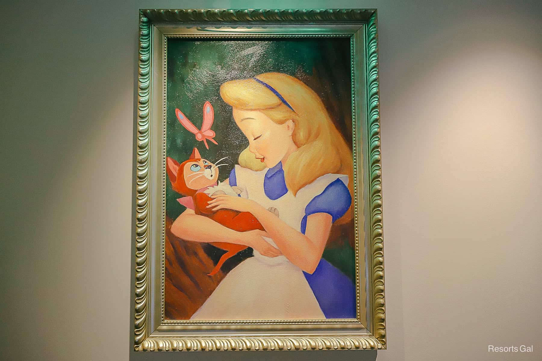 a painting of Alice with Dinah 