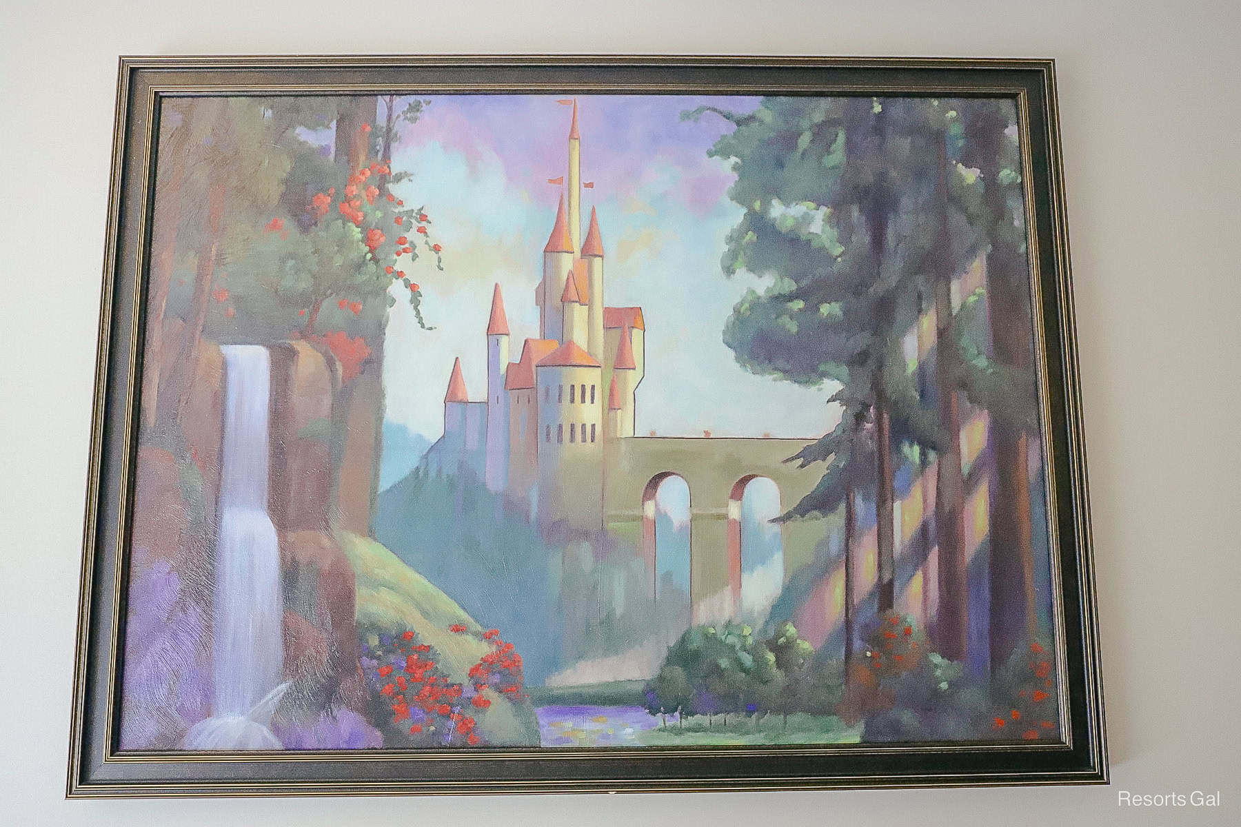 a painting of the castle from Beauty and the Beast during regular daylight