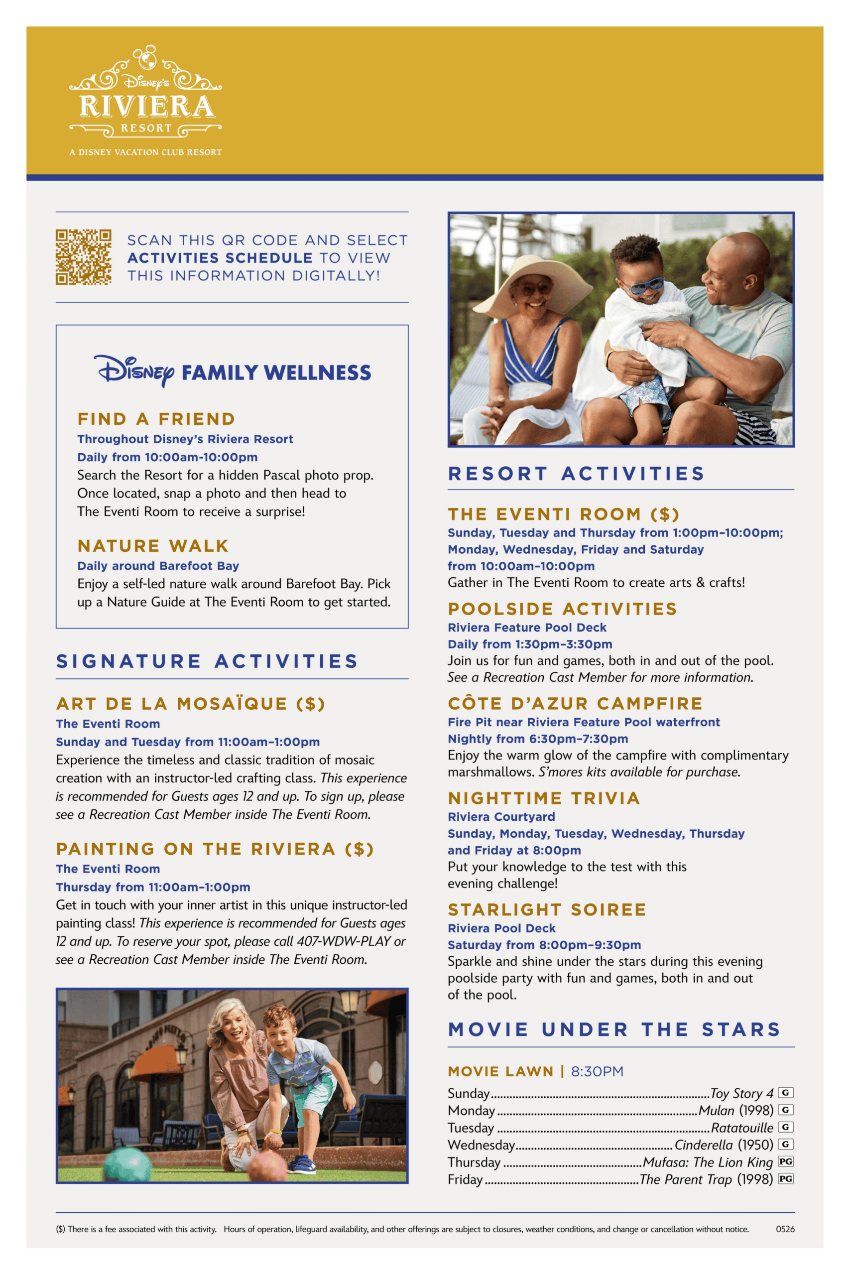 Disney Riviera Resort Cool Kid Summer Activity Schedule