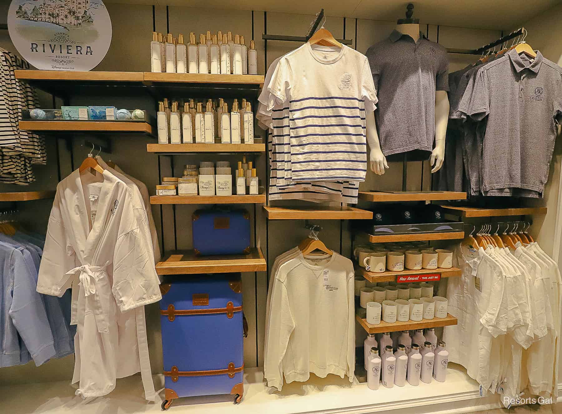 a display inside La Boutique with a variety of Riviera Resort merchandise 