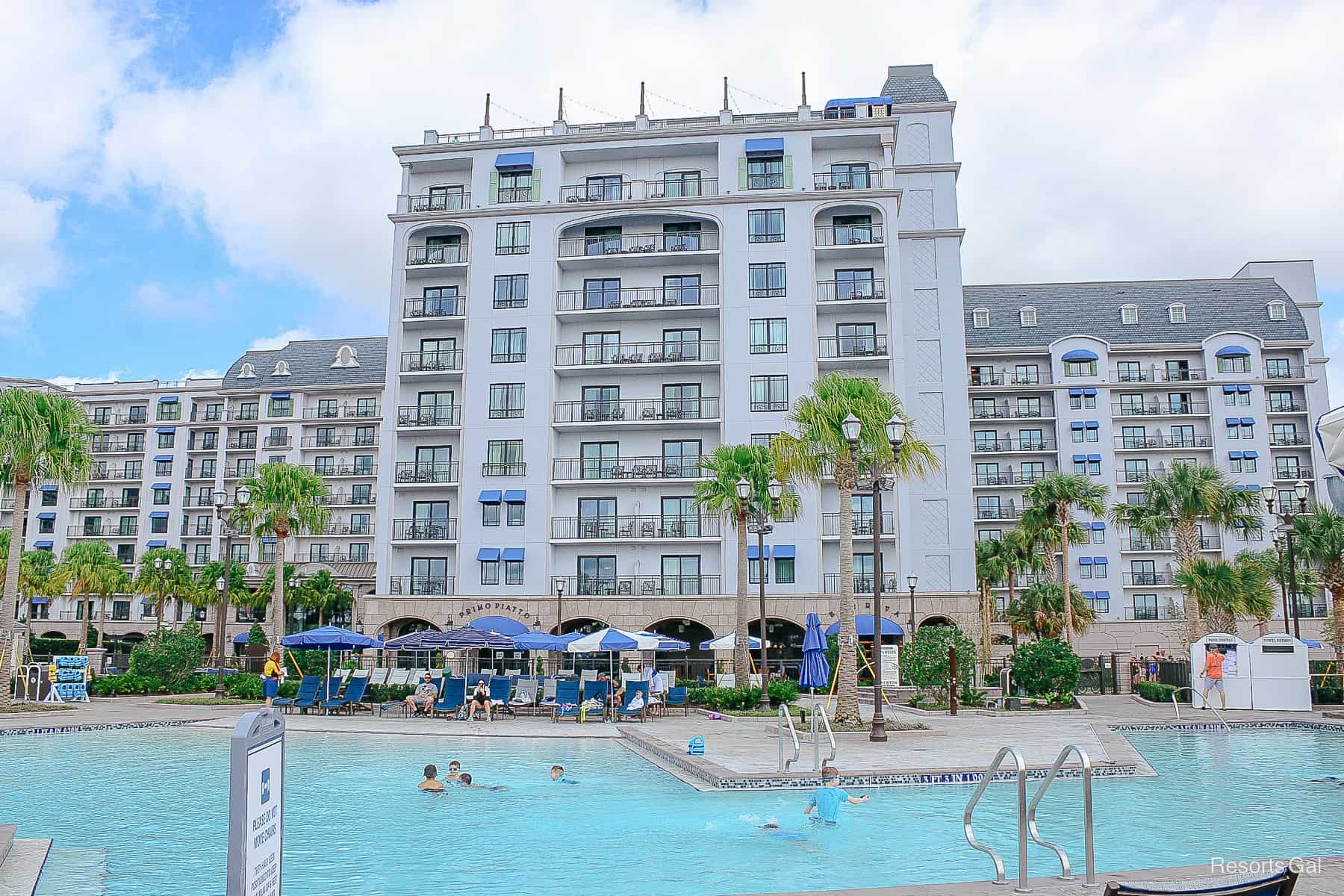 A picture of the Riviera Pool facing the resort. 