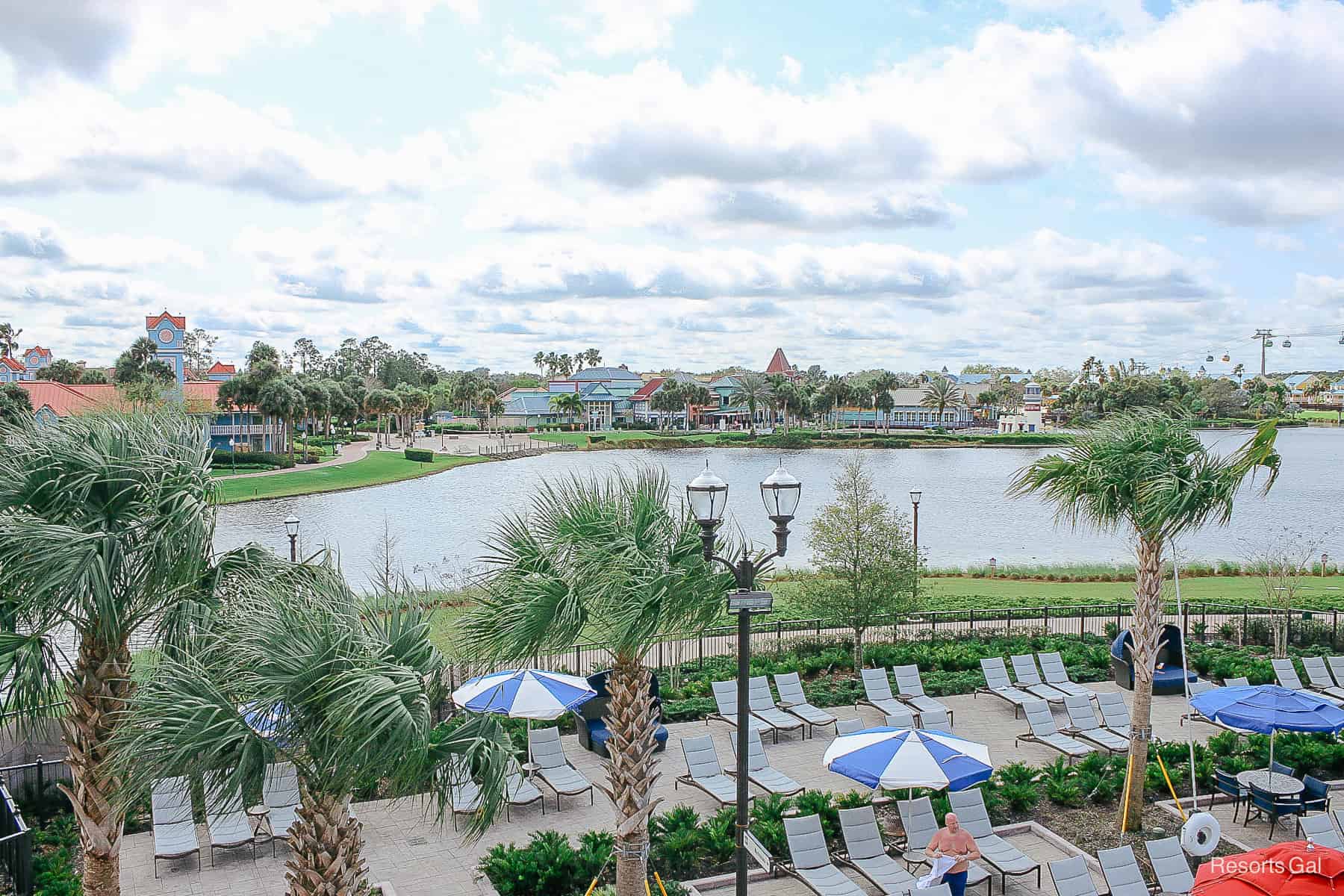 a view of Barefoot Bay from the water slide platform at Disney's Riviera 