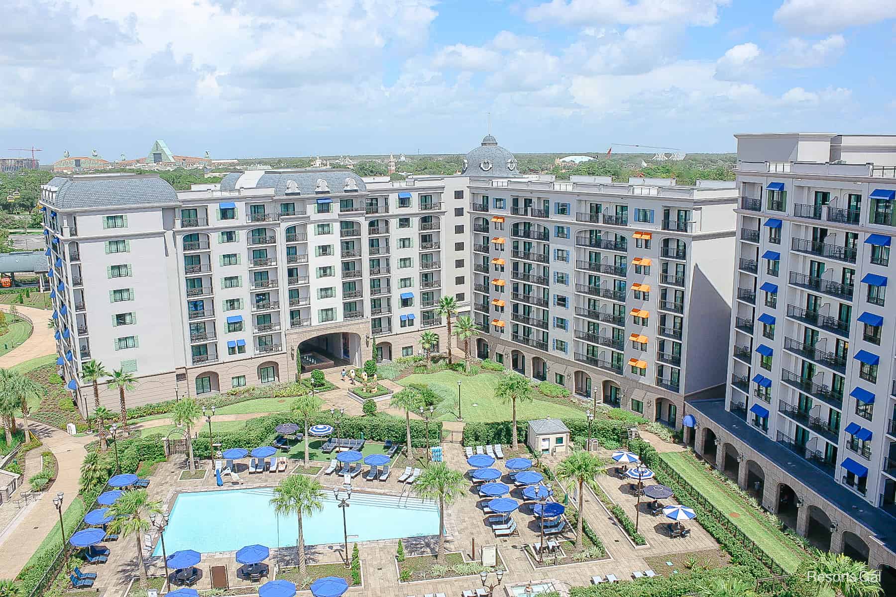 a resort view of Disney's Riviera with the Beau Soleil Pool 