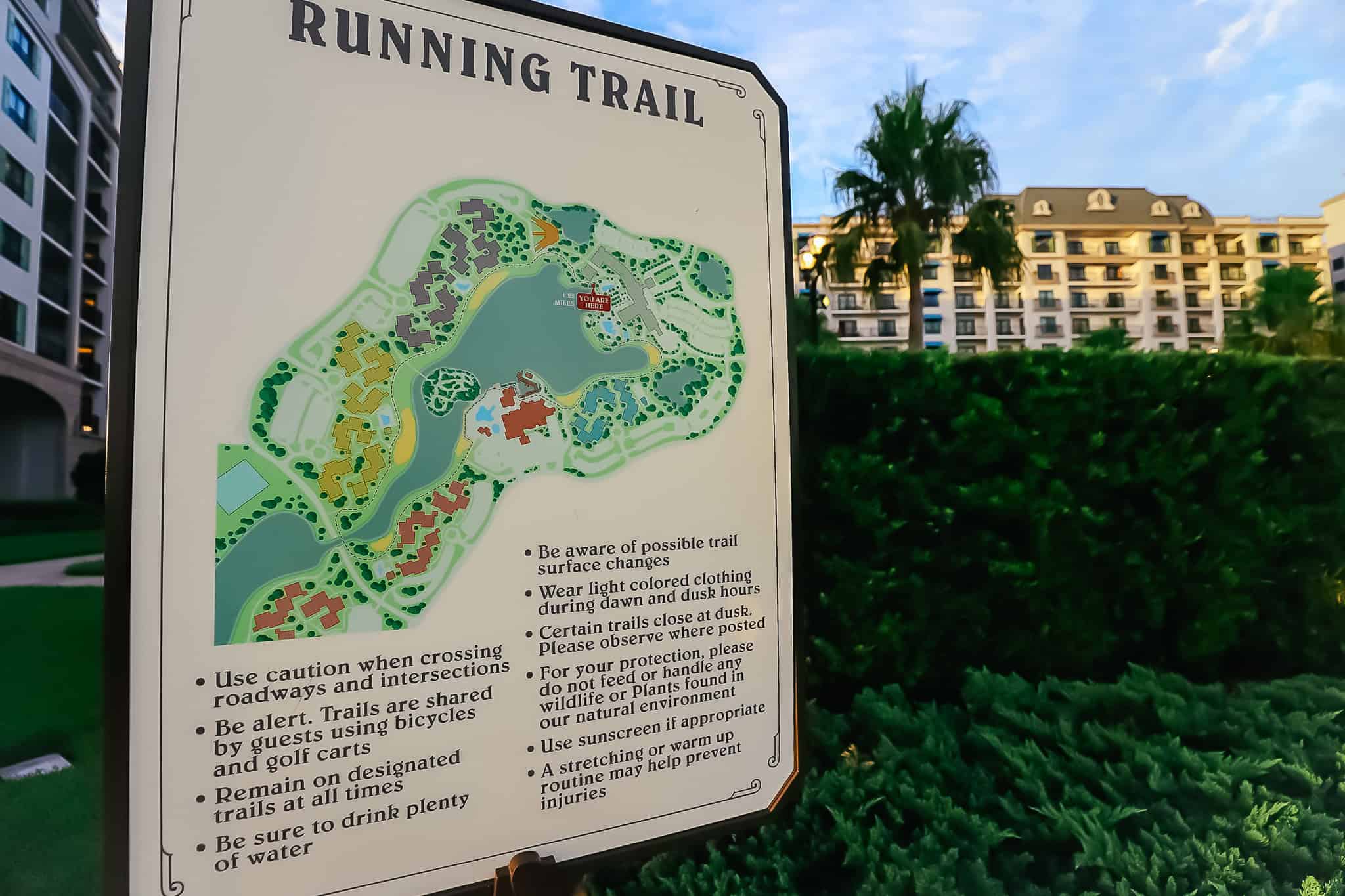 a map of the jogging trail at Disney's Riviera Resort