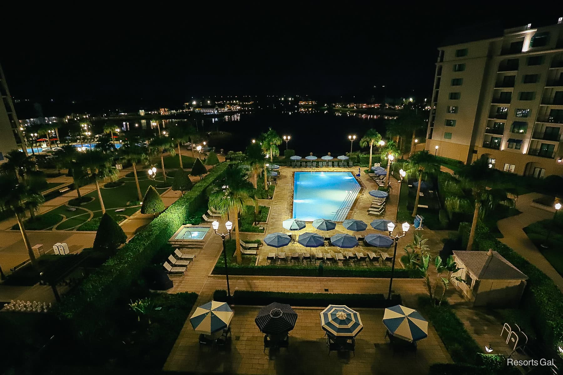 a nighttime view from room 8542