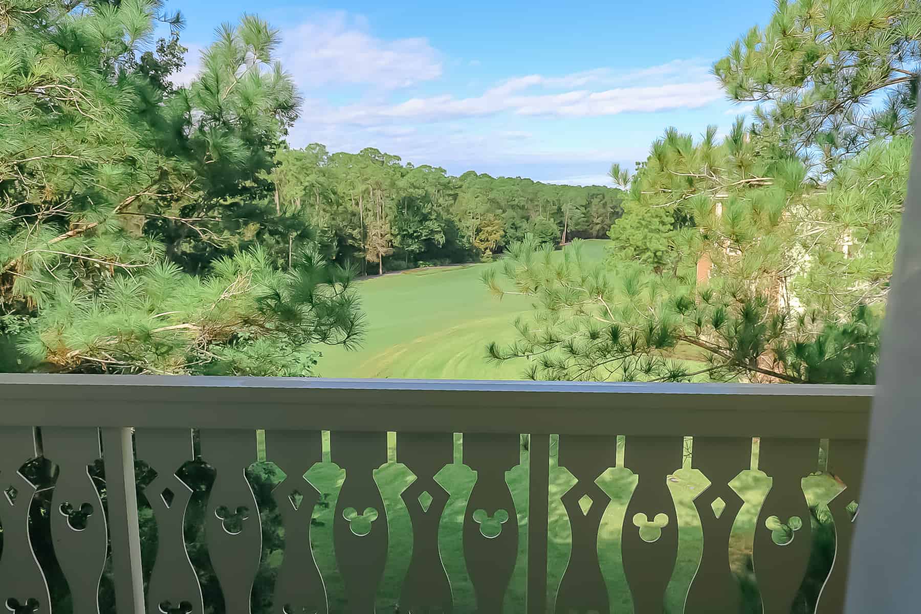 hidden Mickey's in railings on the balcony 