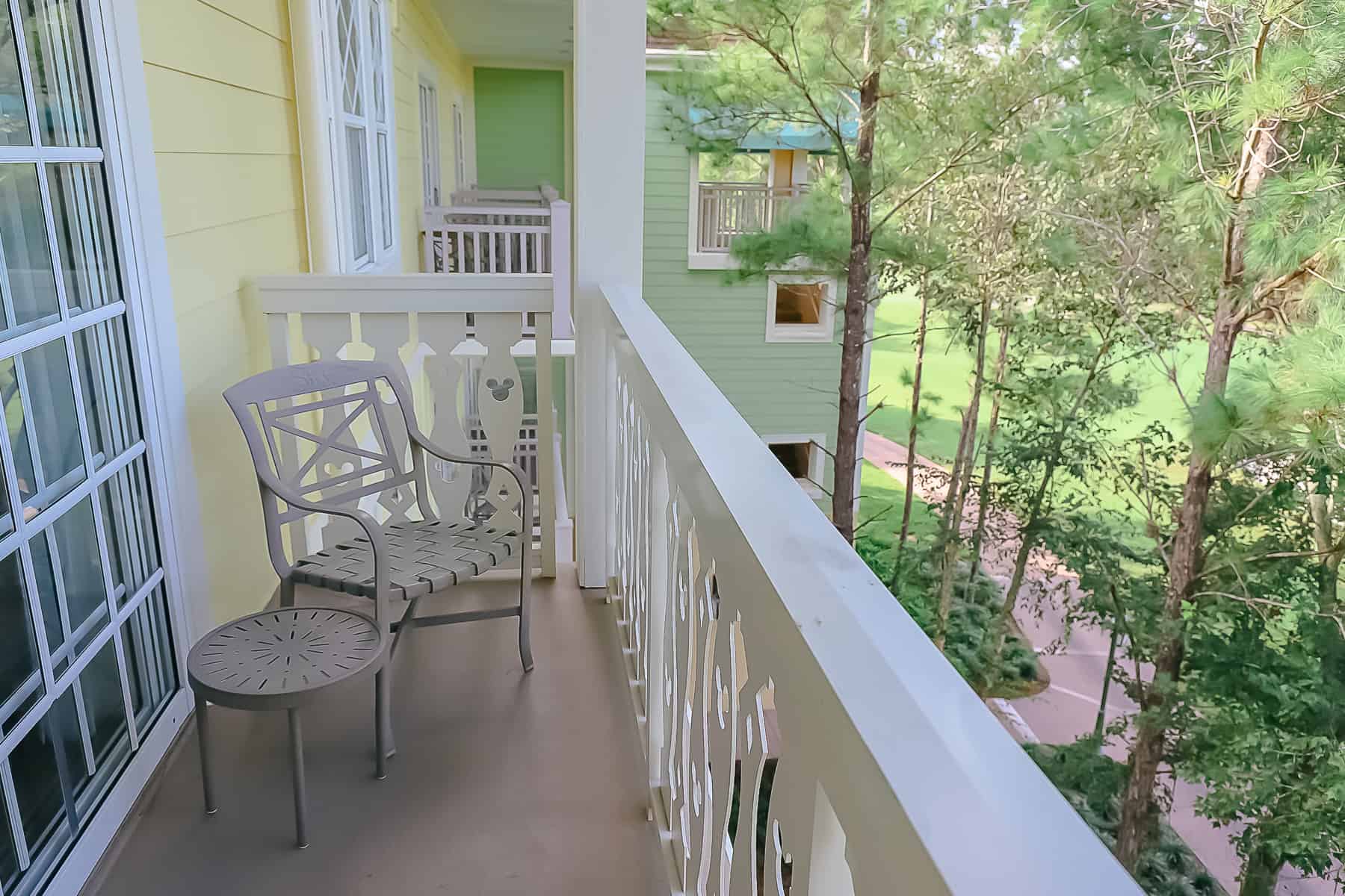 balcony with table and chair