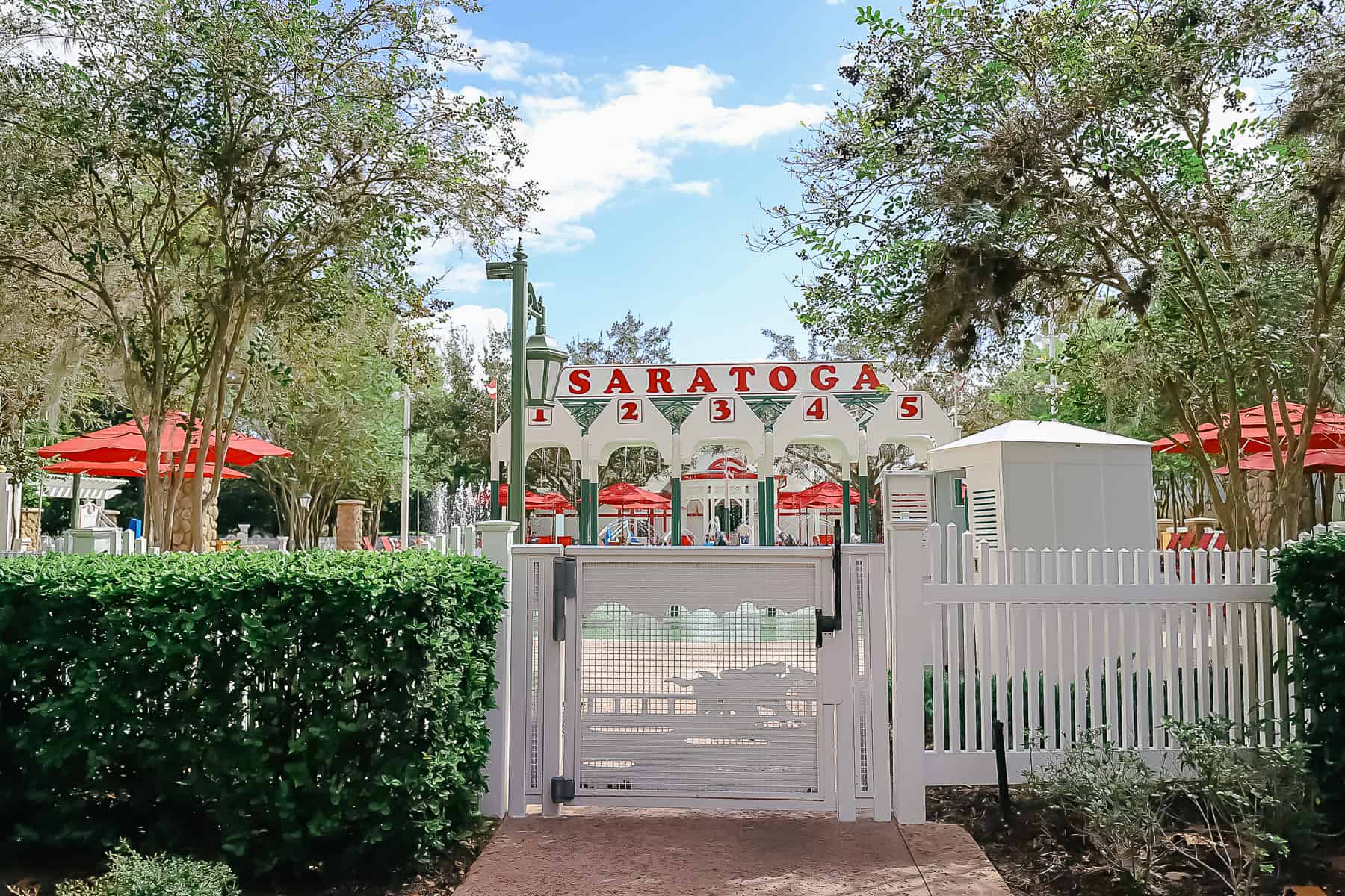 gates to the Grandstand Pool at Saratoga Springs 