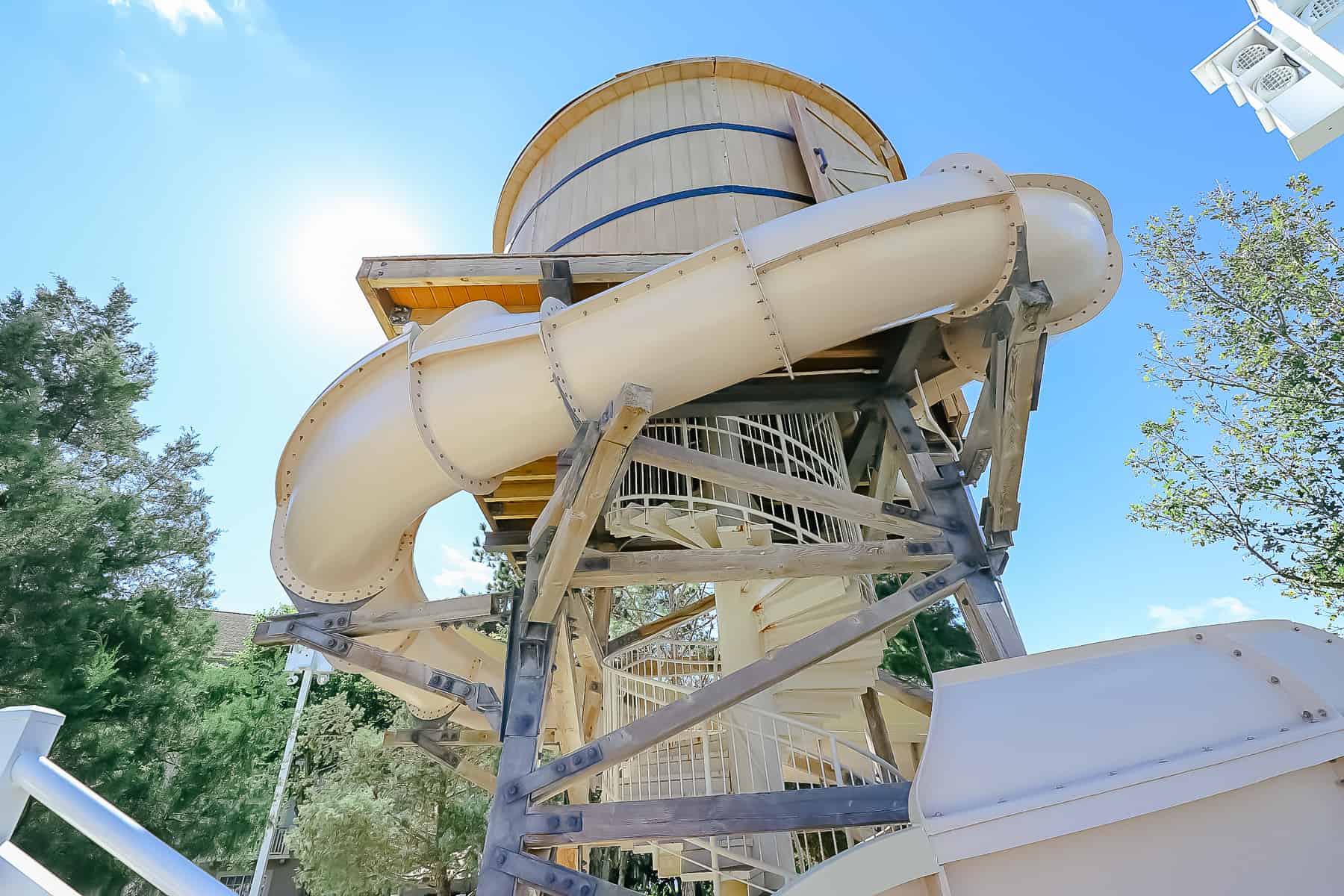 a water slide that looks like a water tower