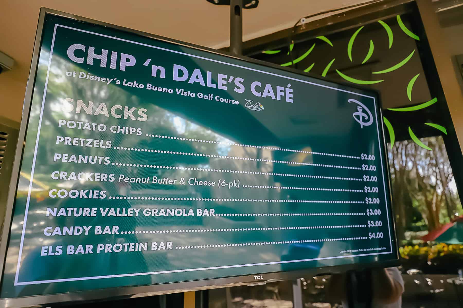 Snacks menu 