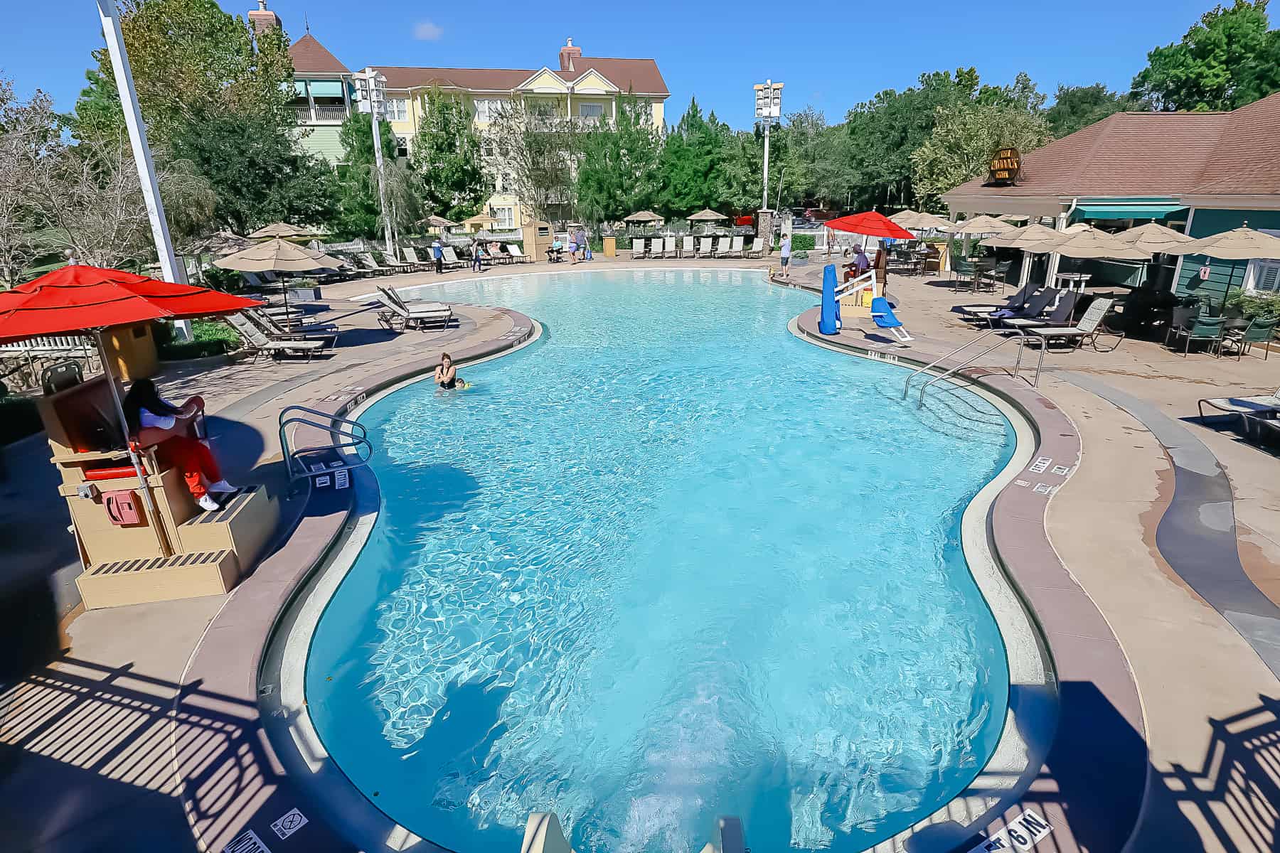an overview of the Paddock Pool from the bridge