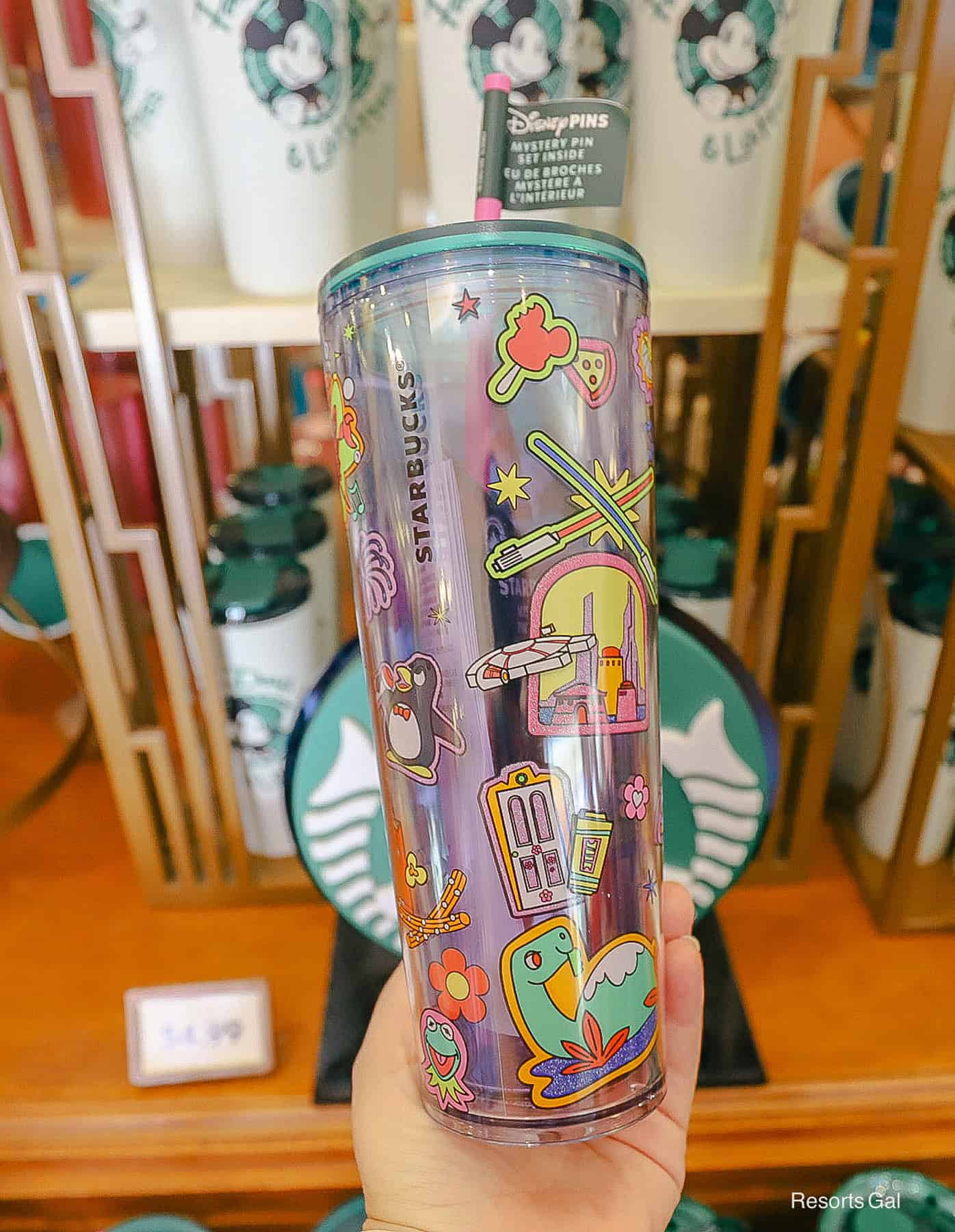 shows the Door Vault icon on the Studios Starbucks Tumbler 