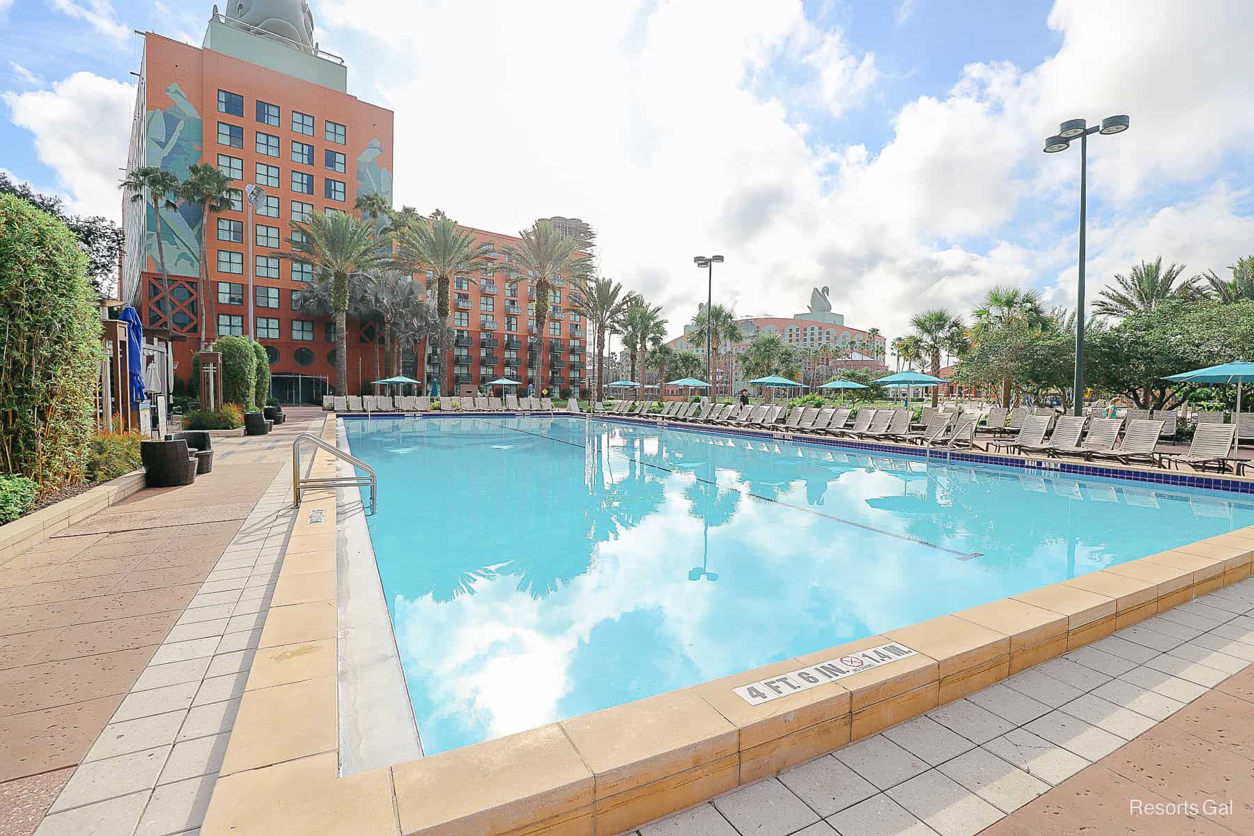 a long lap pool at the Dolphin Hotel