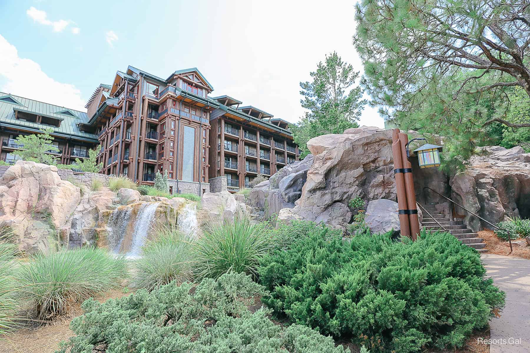 a walkway that leads up through the Boulder toward Copper Creek Villas at Disney's Wilderness Lodge 