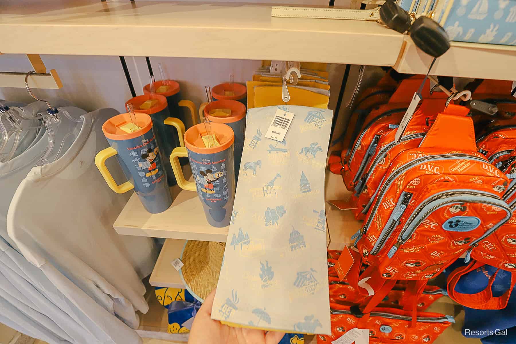blue towels with DVC icon print