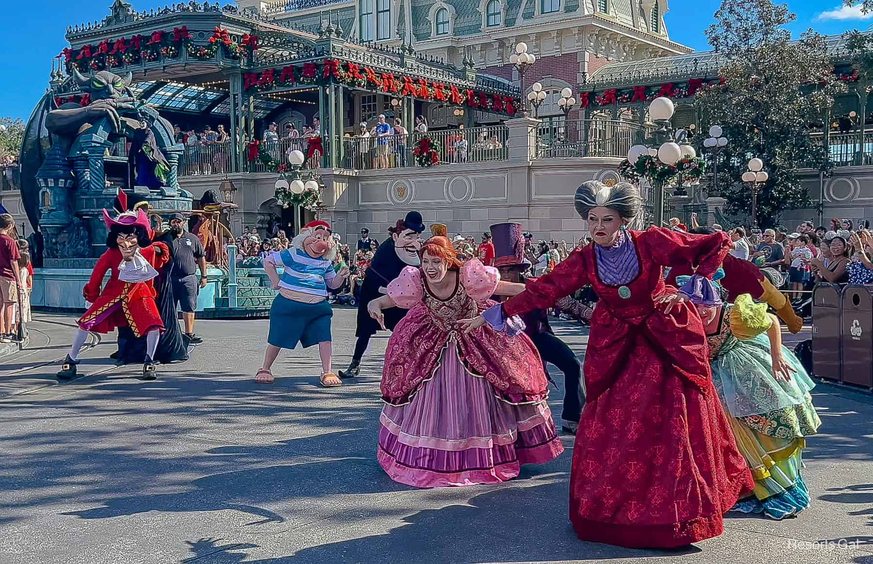 Lady Tremaine and other villains make up a walking unit