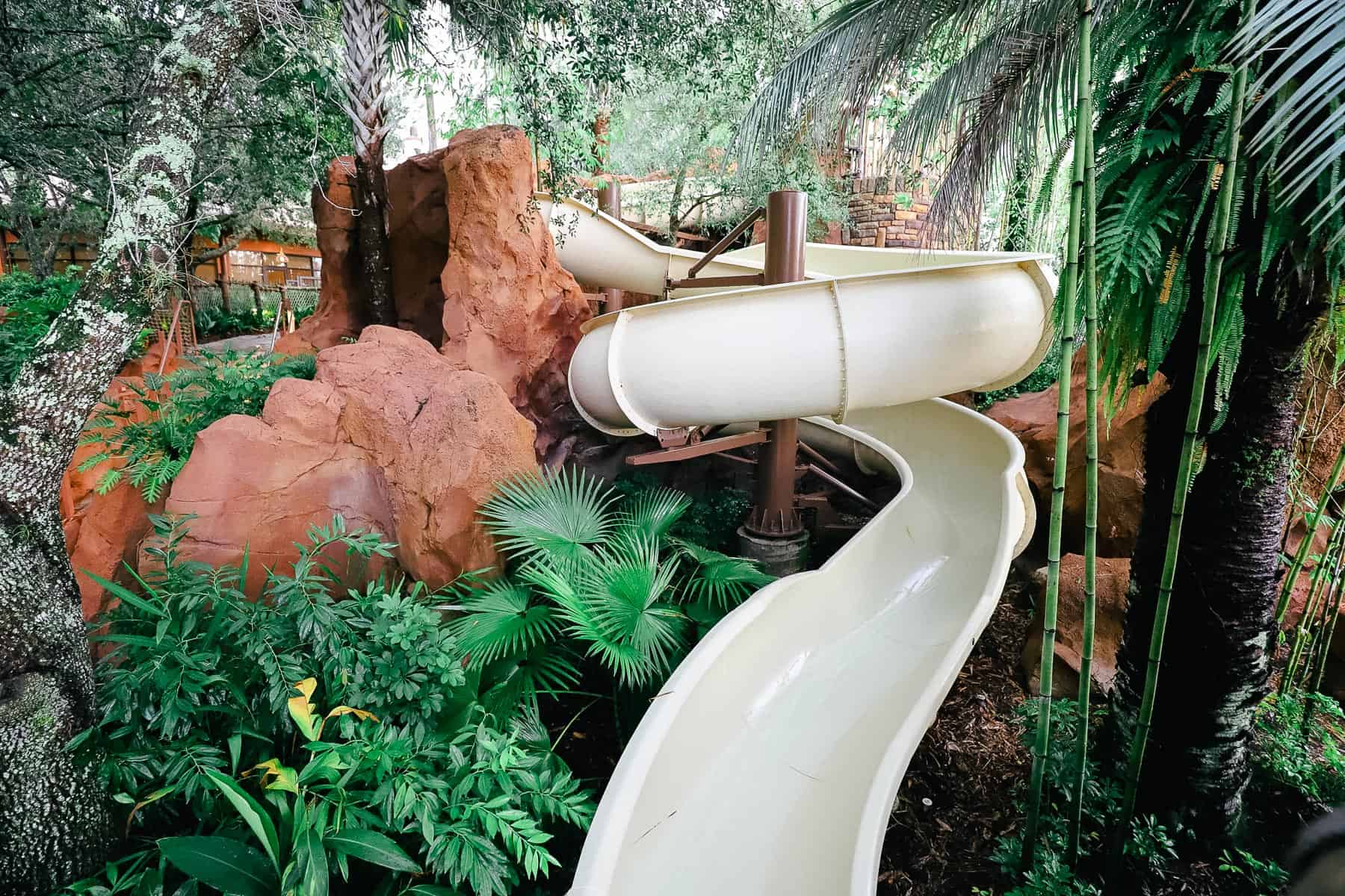 The twisted pool slide at the Samawati Springs Pool. 