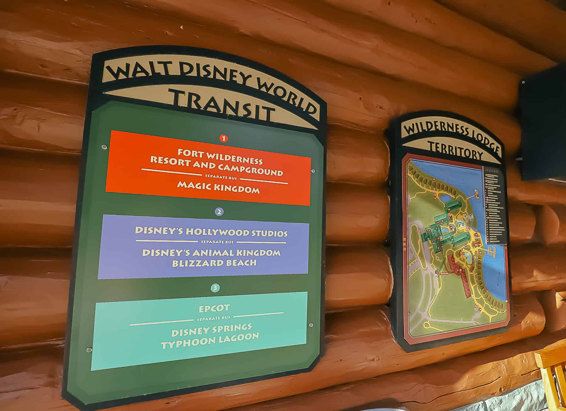 Wilderness Lodge bus routes signage