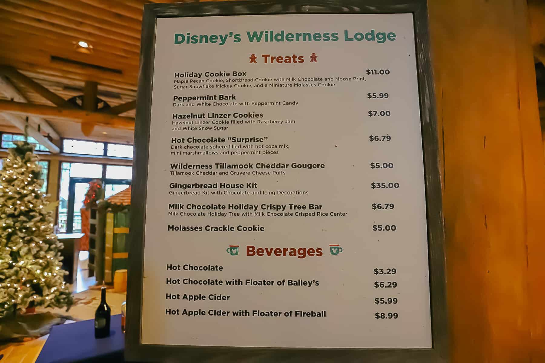 Treats at Disney's Wilderness Lodge Menu with Prices 
