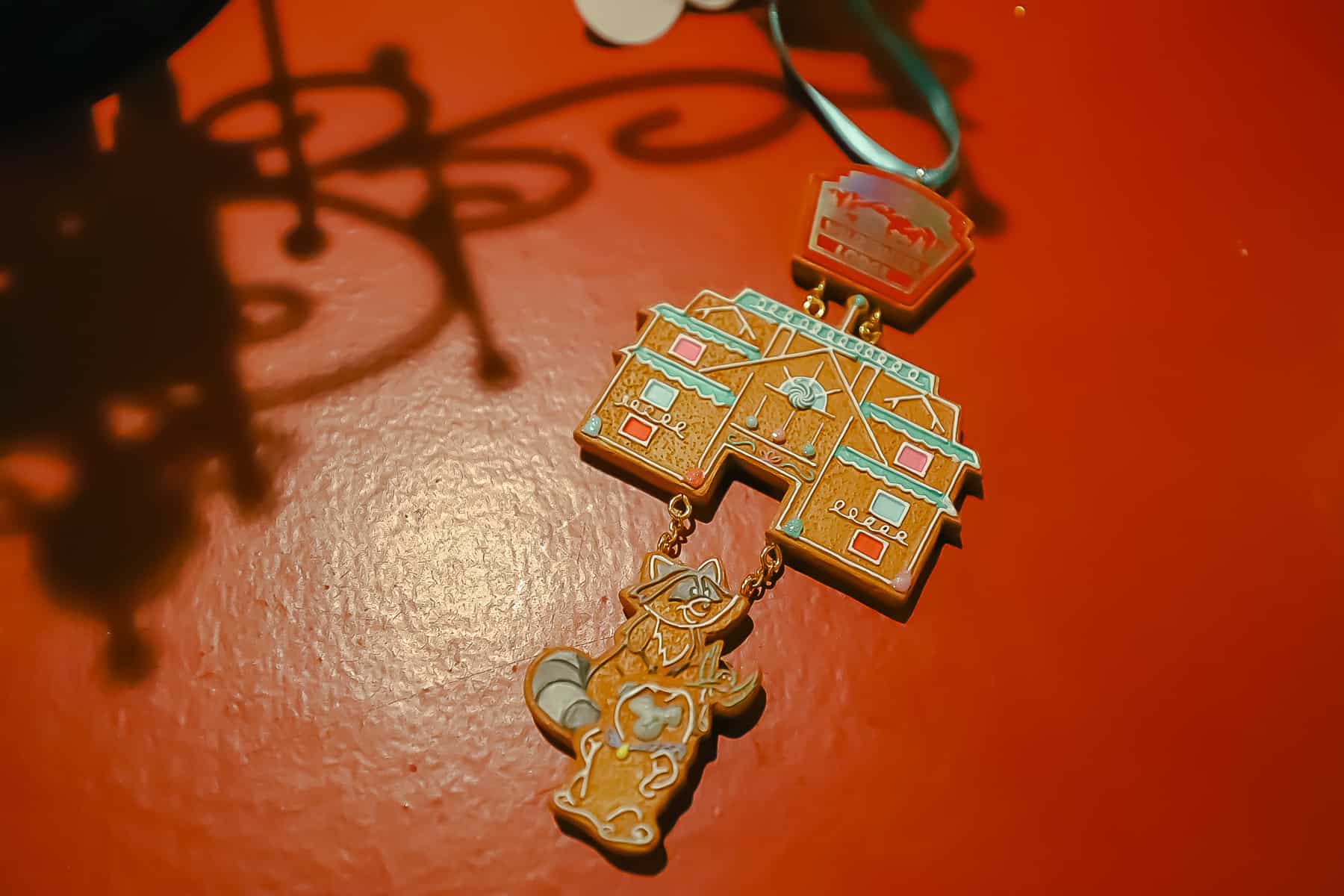 Meeko and Percy from Pocahontas featured on the 2023 gingerbread ornament at Disney's Wilderness Lodge. 