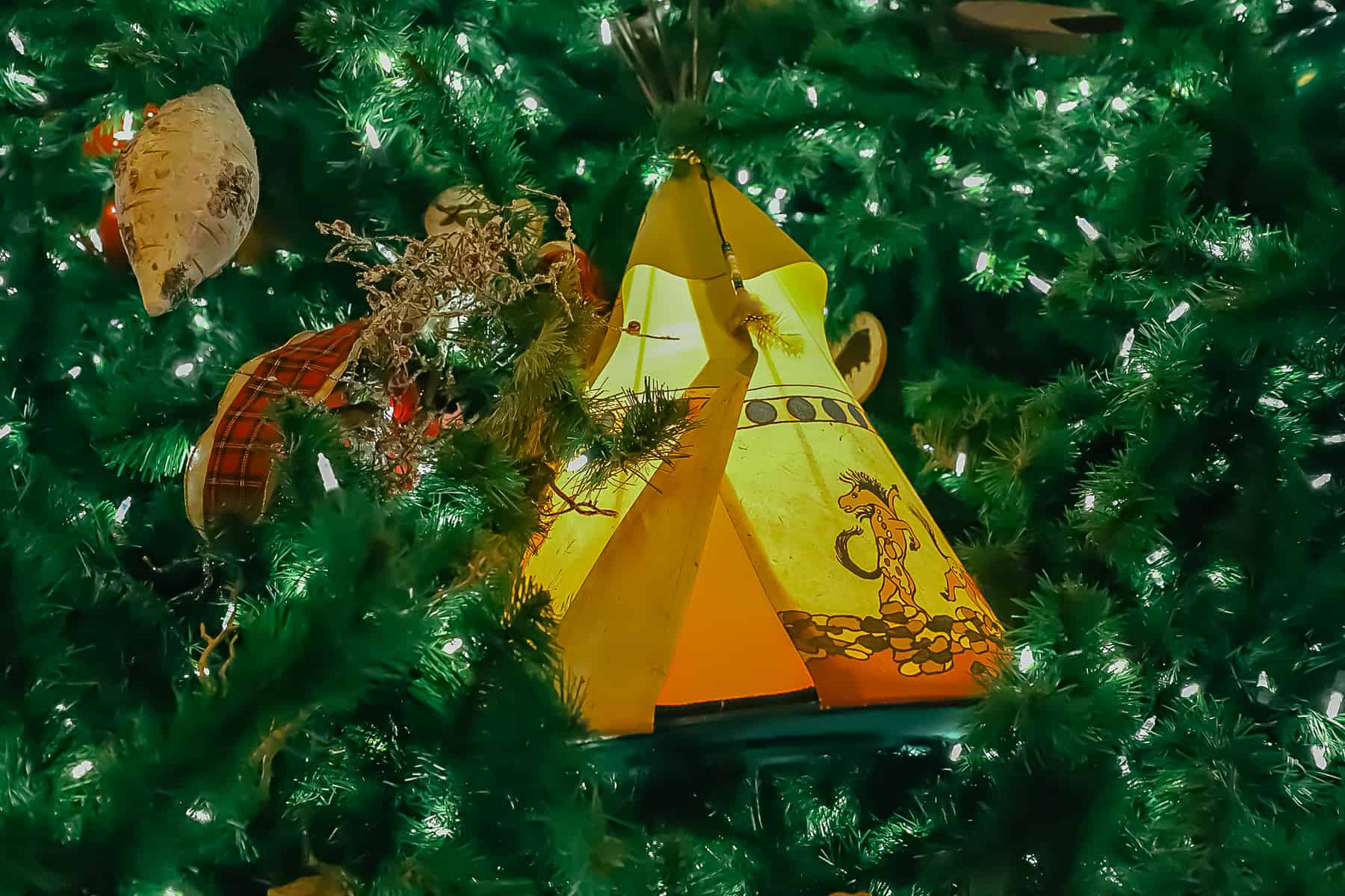 Christmas Ornament Wilderness Lodge lit-up tepee