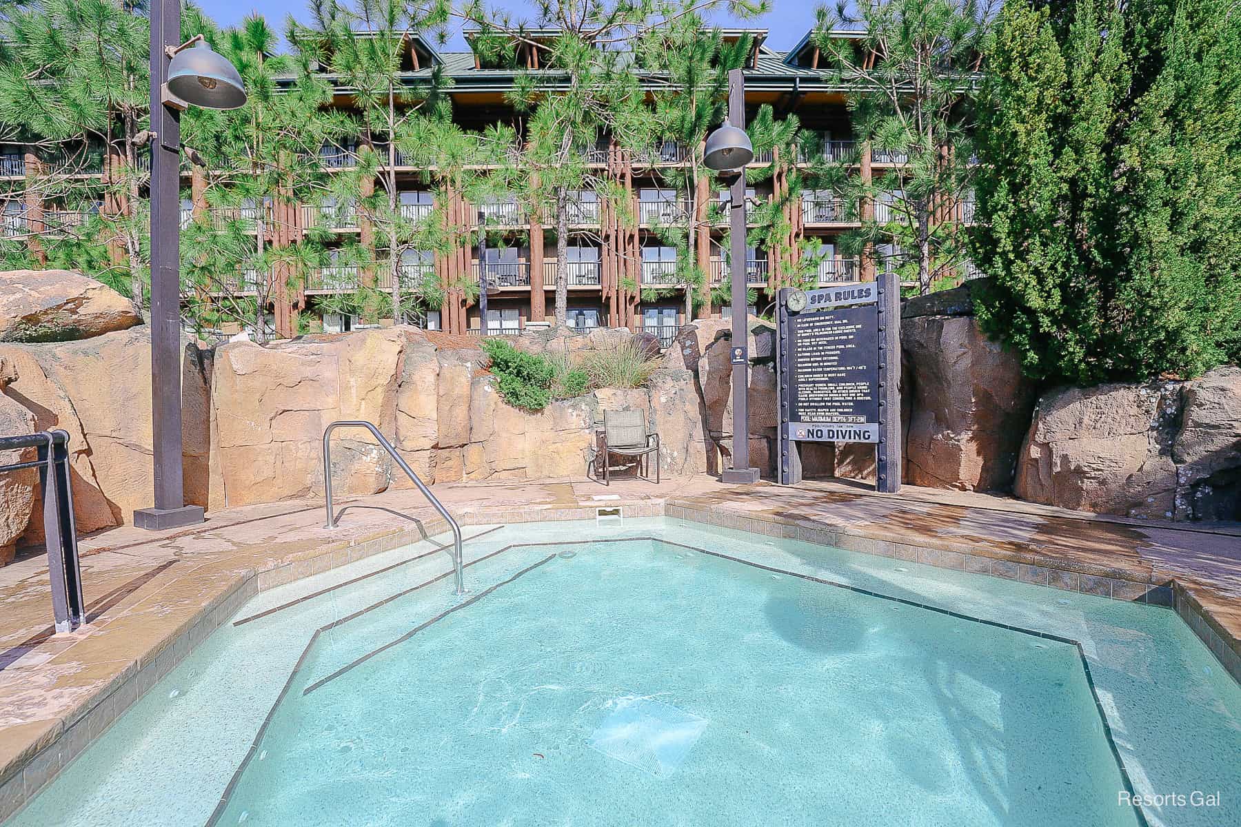 close up of the seating in the hot tub 