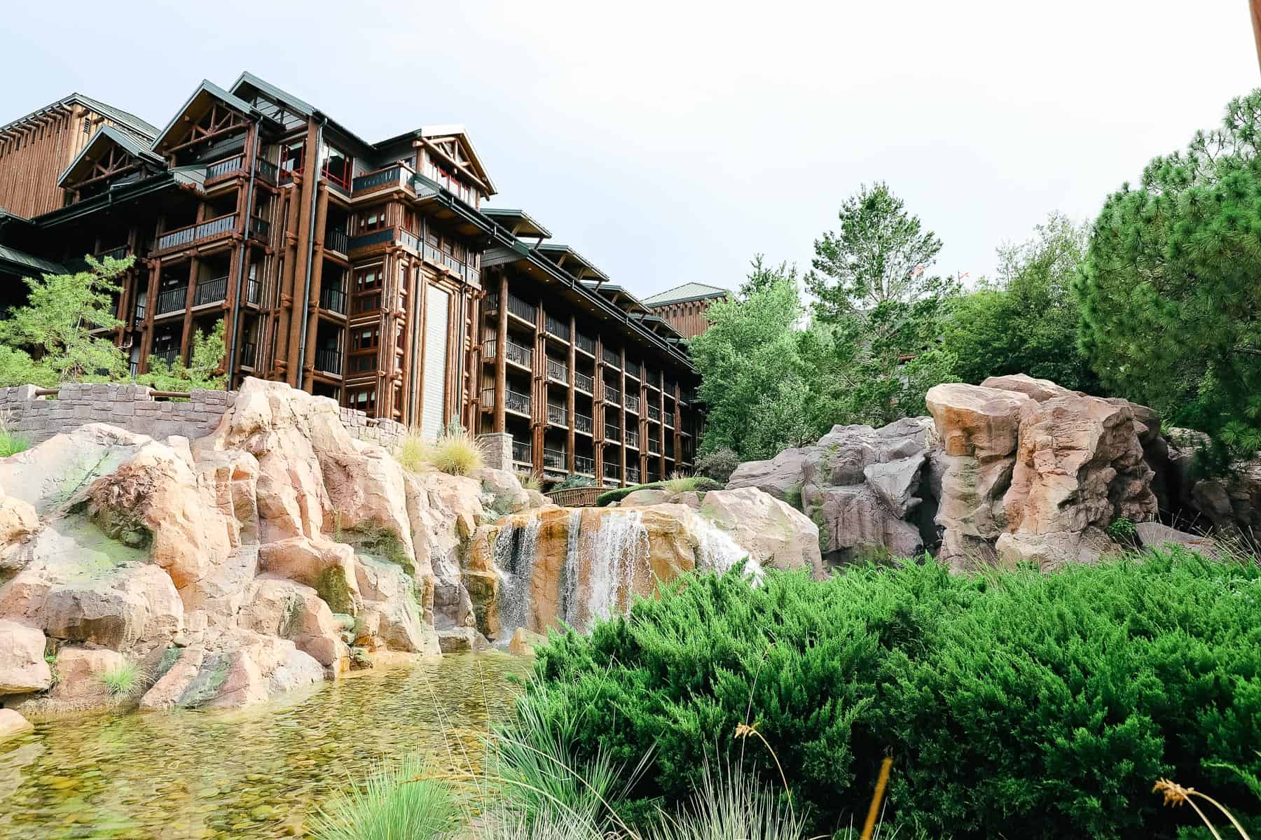 Disney's Wilderness Lodge sitting behind the falls 