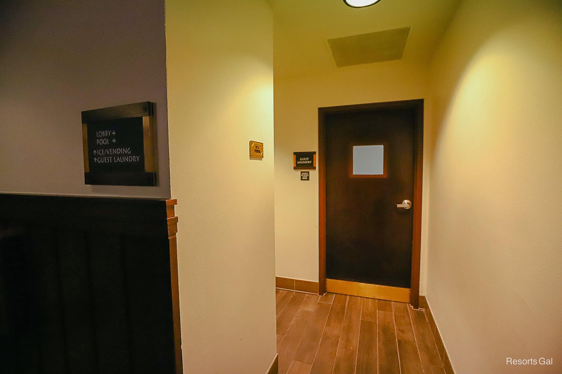 the door to the main laundry room in Disney's Wilderness Lodge