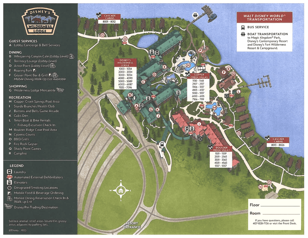 Disney's Wilderness Lodge Resort Map