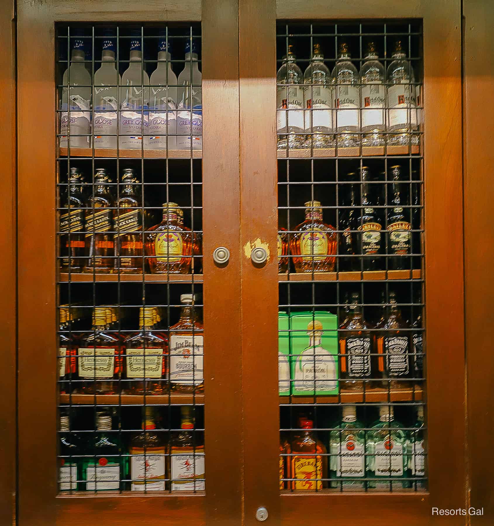 a close up of the selection of liquors 