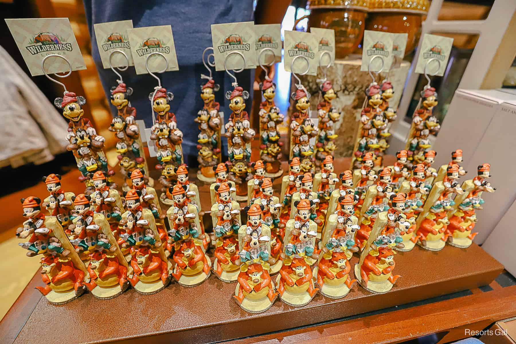 magnets for Disney's Wilderness Lodge that are shaped like the character totem pole at the store's entrance 