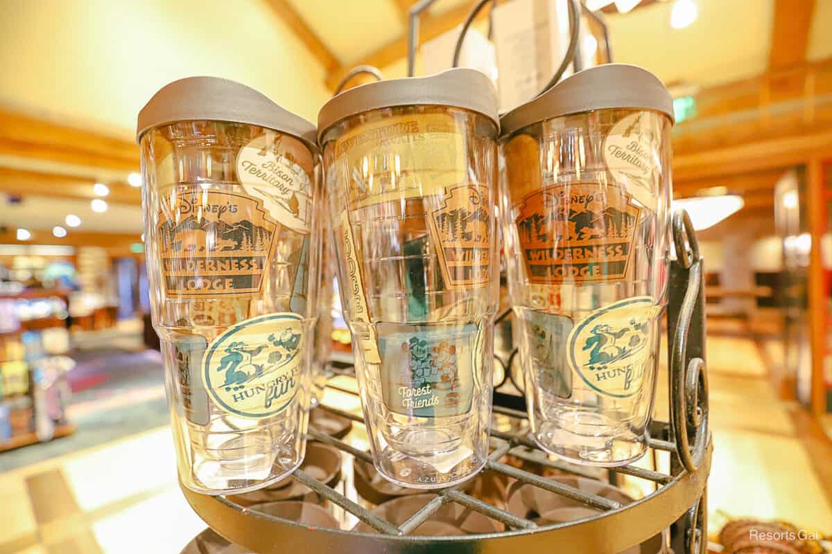 a tumbler with the Wilderness Lodge logo 