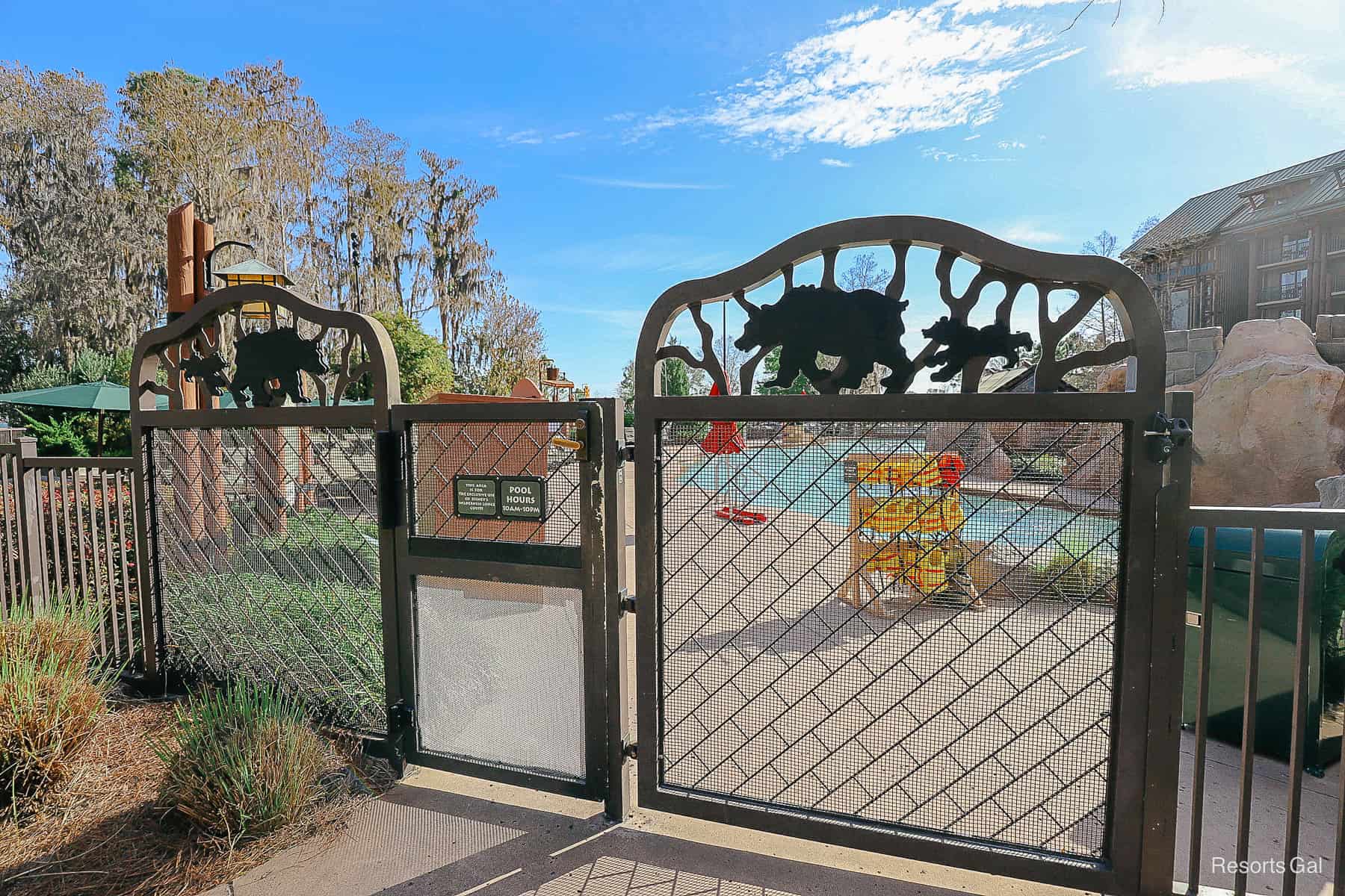 a gate at the pools entrance with a MagicBand reader