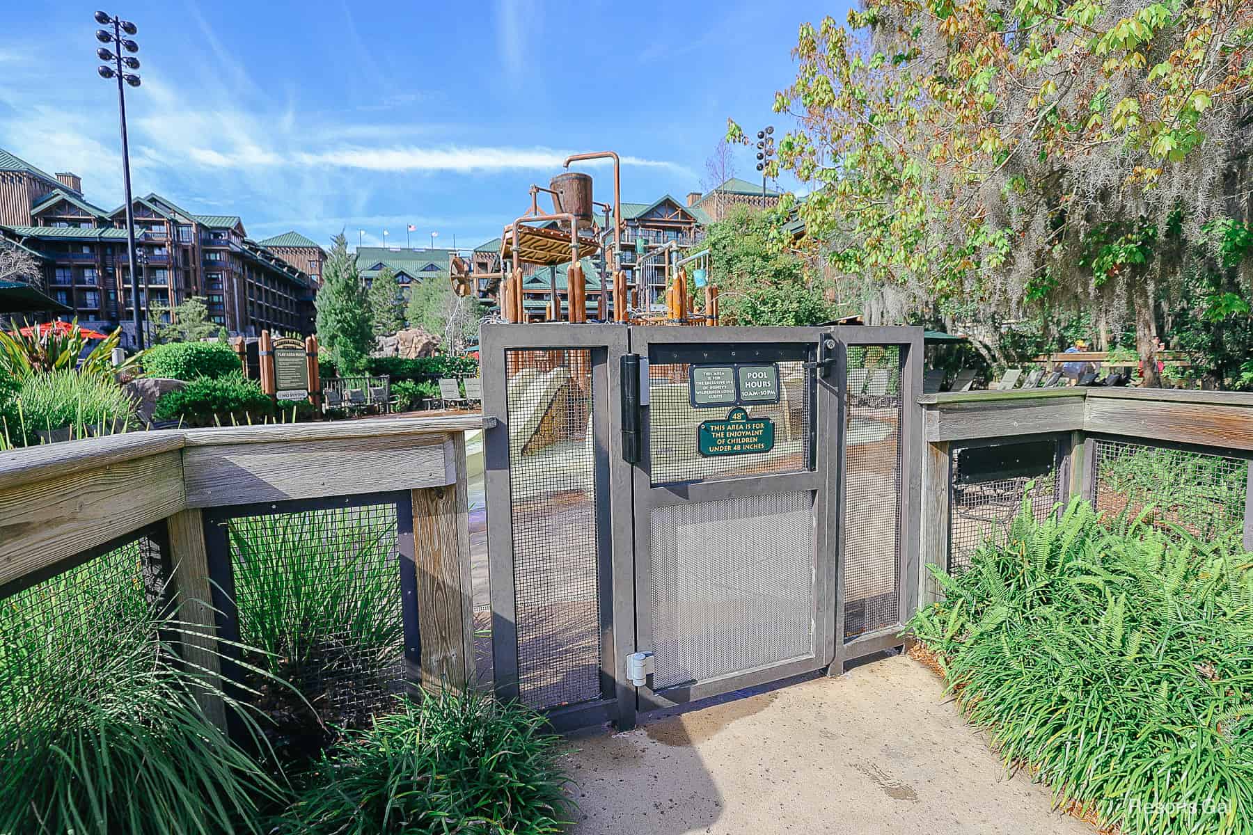 the gate to the aquatic play area at the Wilderness Lodge 