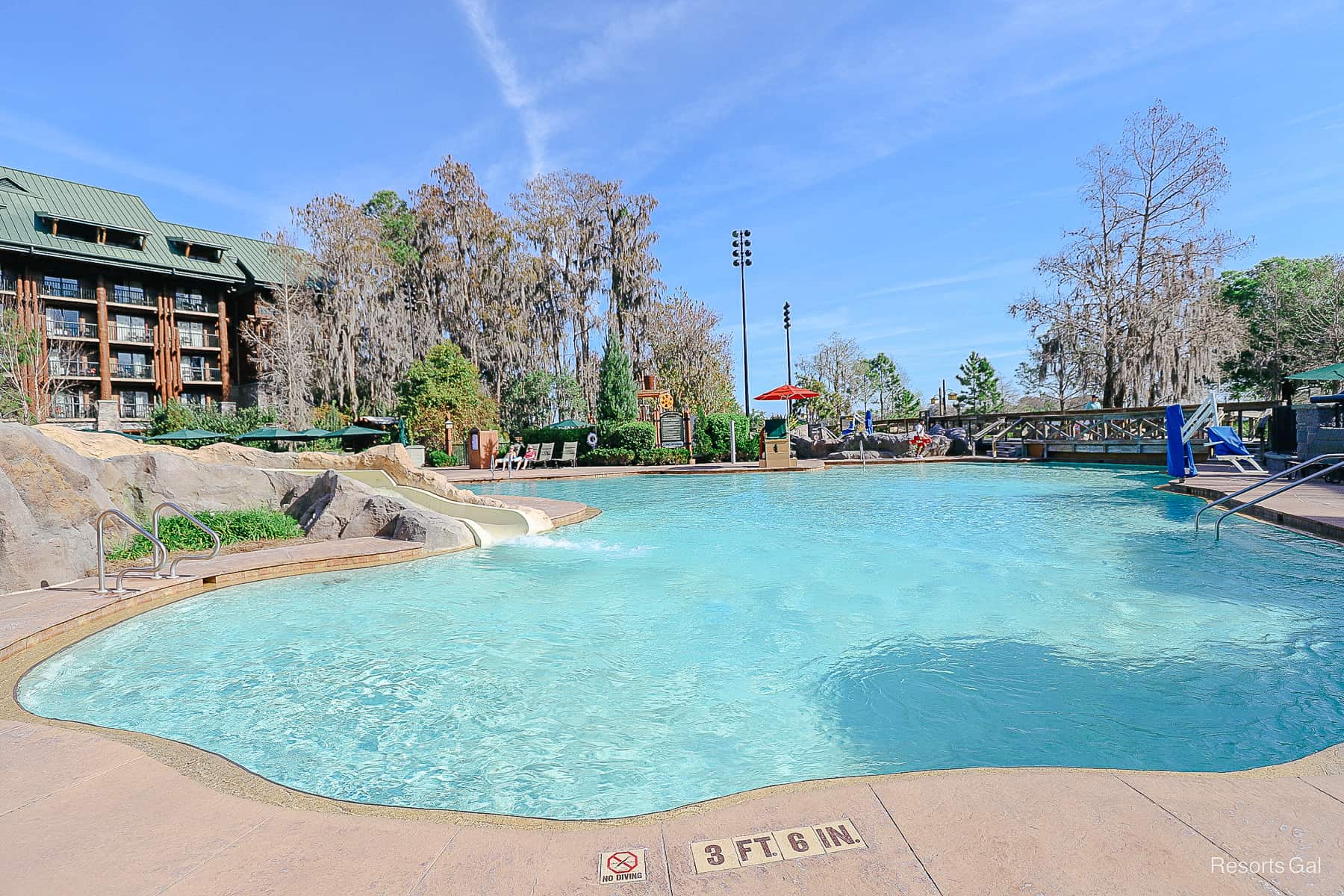 the pool depth is printed near the water slide exit as 3'6"