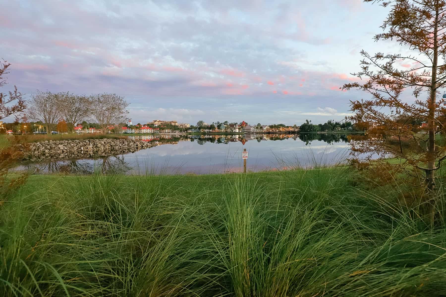 Disney's Caribbean Beach at sunset 