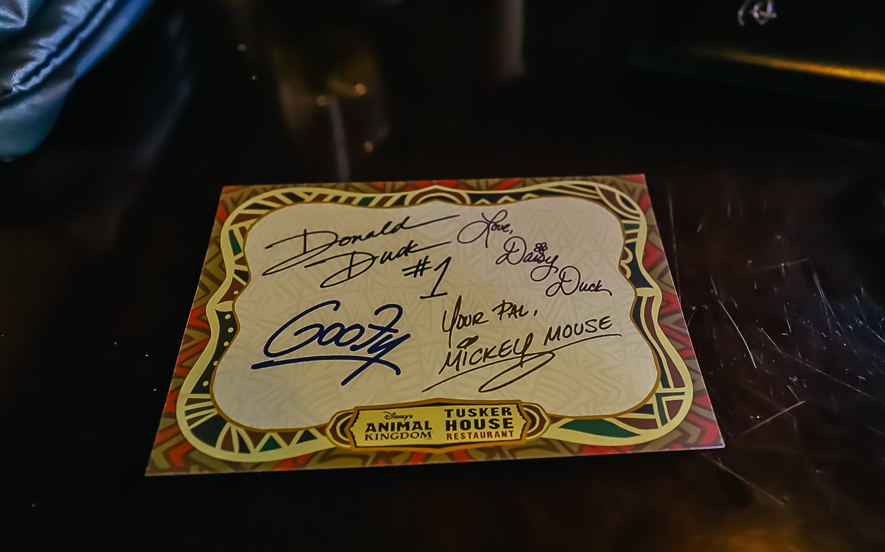 Tusker House autograph card with characters signatures 
