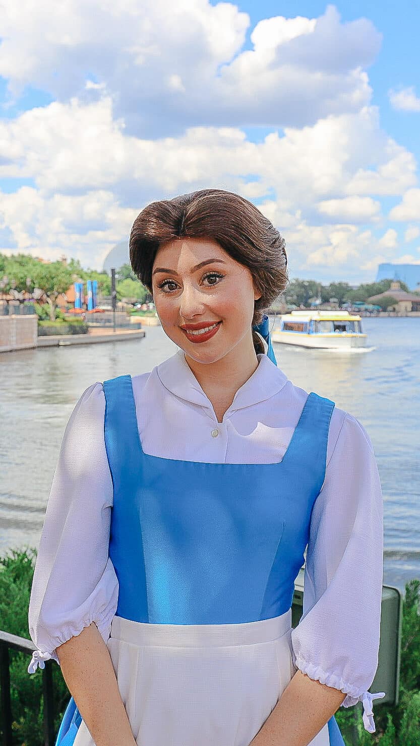 Belle in blue village dress. 