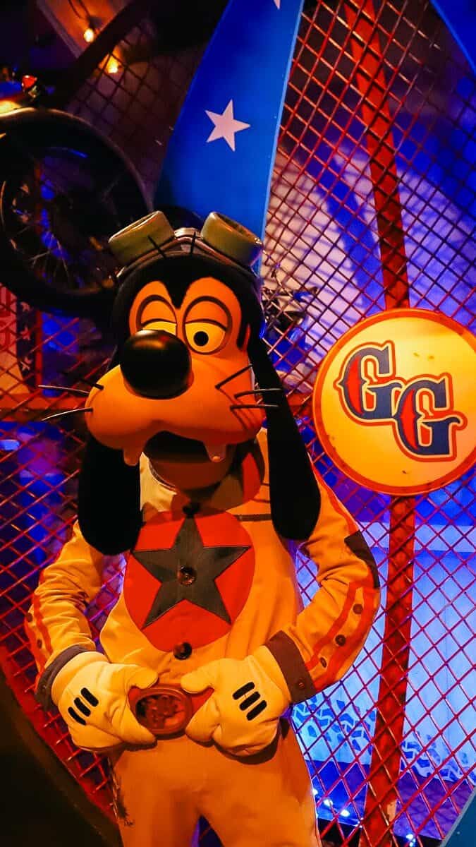 Goofy in his stunt show costume. 