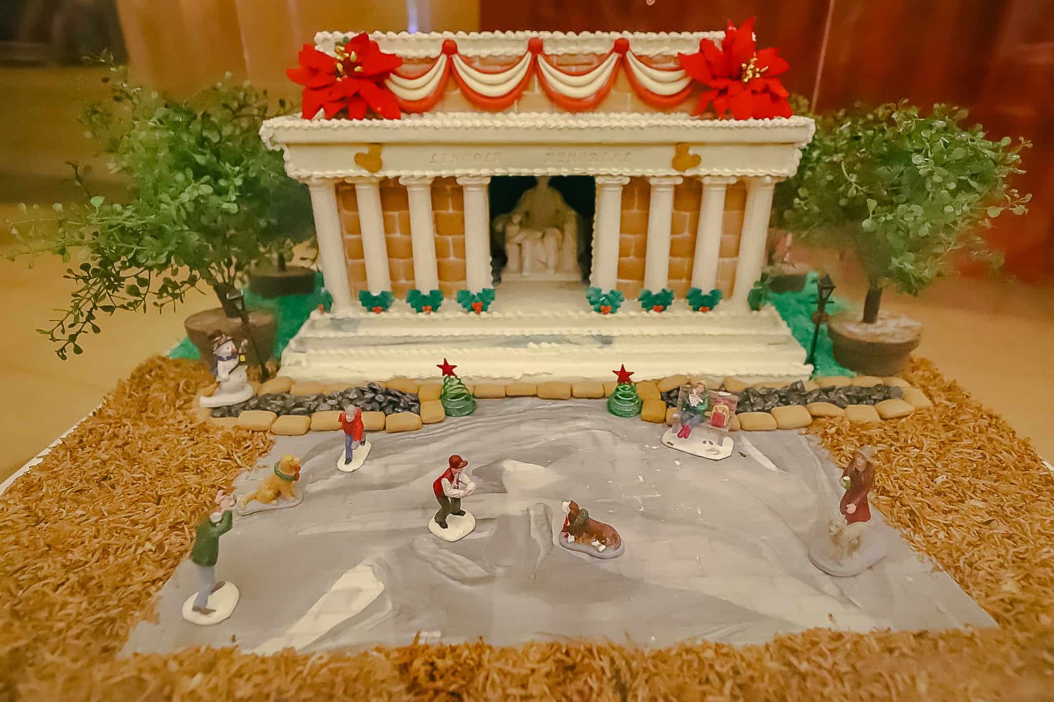 Epcot's gingerbread display that's made to look like the Lincoln Memorial. 