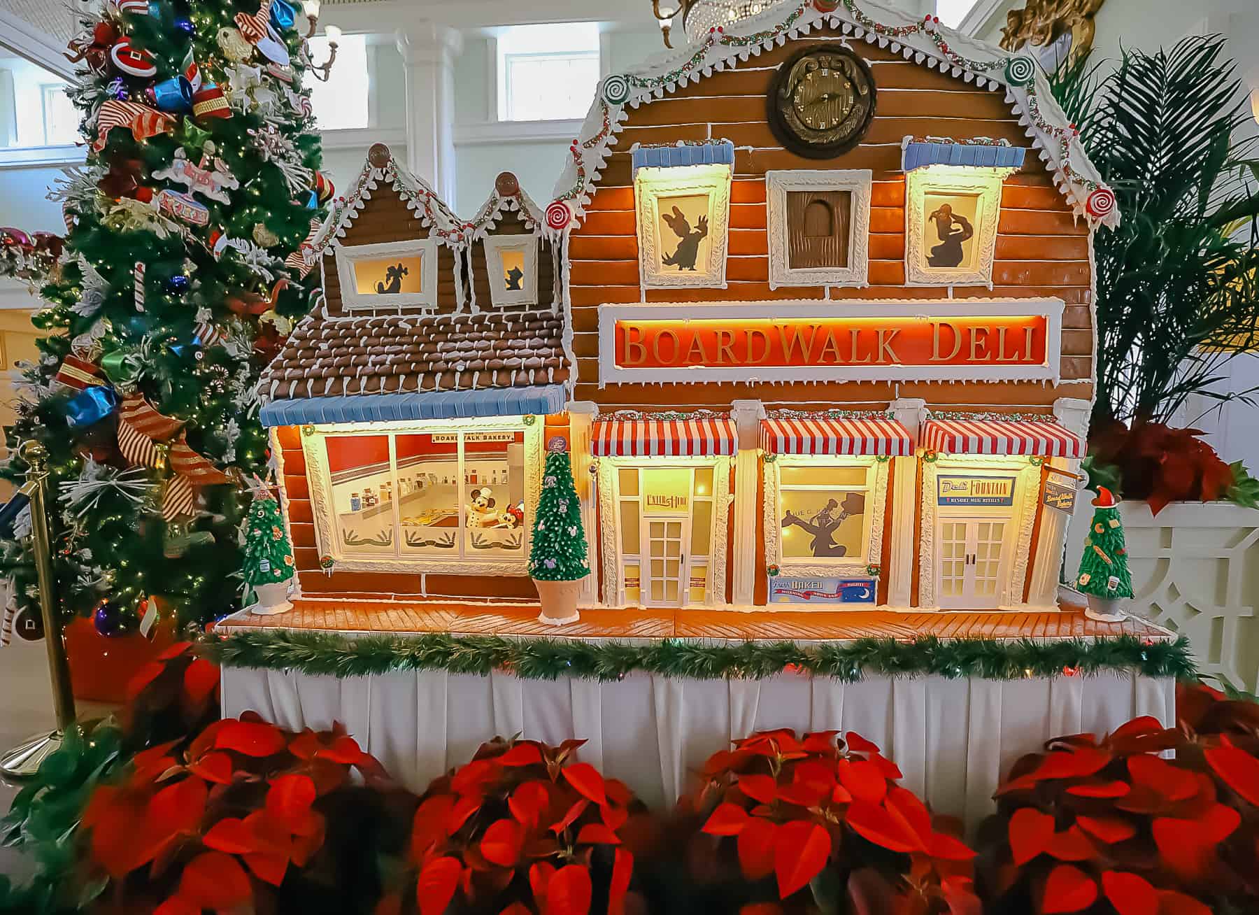 A close up of the gingerbread display at the Boardwalk. 