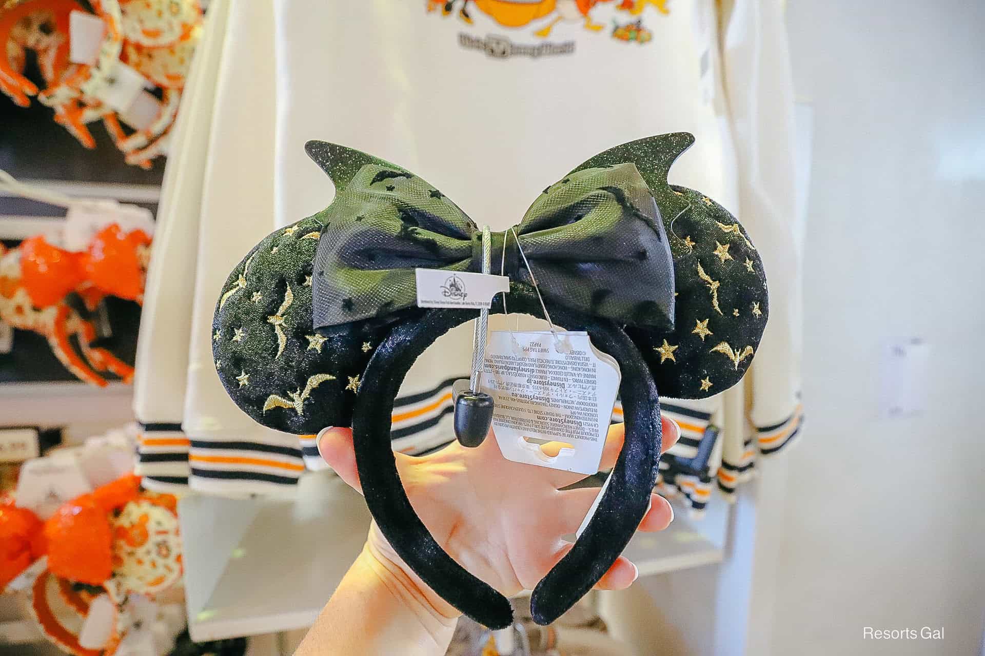 a pair of black ears with bat and star shapes for Halloween 2026 at Disney World