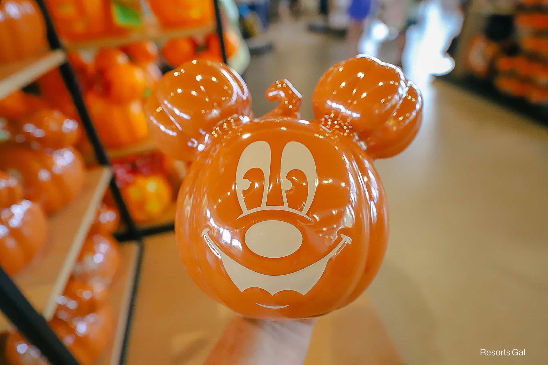 Mickey pumpkin shaped ceramic candy dish for Halloween at Disney World
